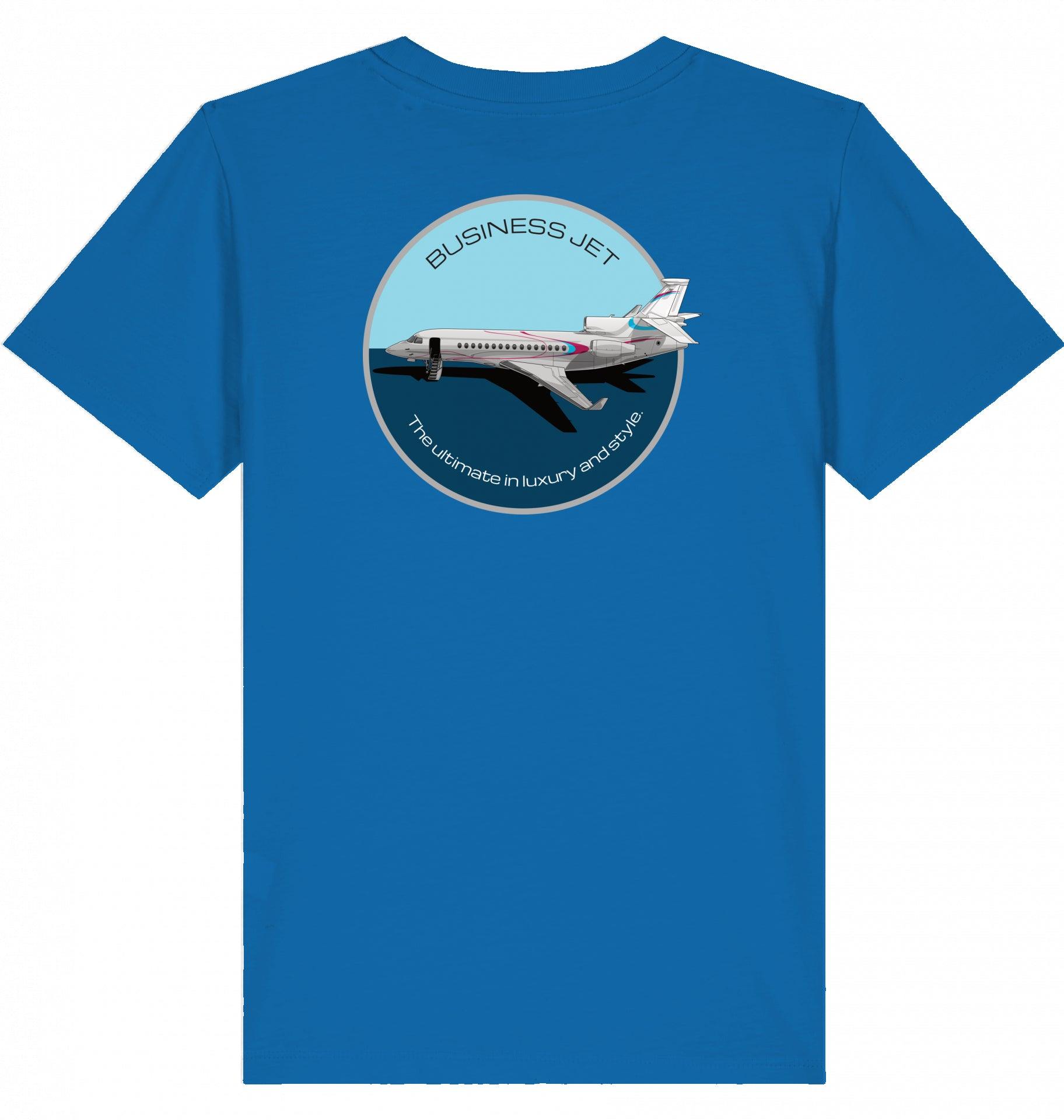 Aviation Kids Aviation T-Shirt "Dassault Falcon 7X Business Jet" 2.0 Royal Blue für Piloten, Crews, Kinder & Planespotter made by SUPERSONIC aero 4U