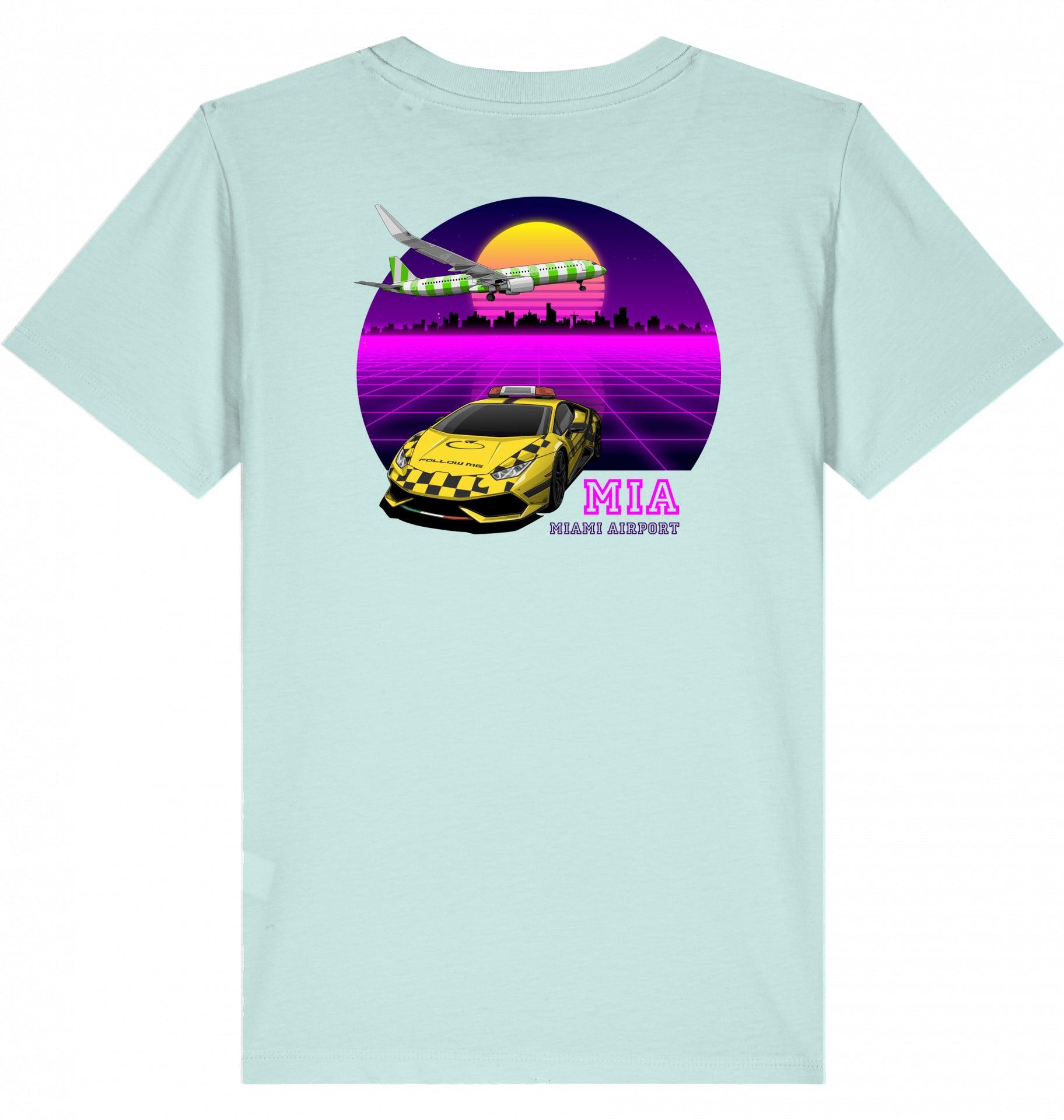 Aviation Kids Aviation T-Shirt MIA Miami Airport 80ties 2.0 Caribbean Blue für Piloten, Crews, Kinder & Planespotter made by SUPERSONIC aero 4U