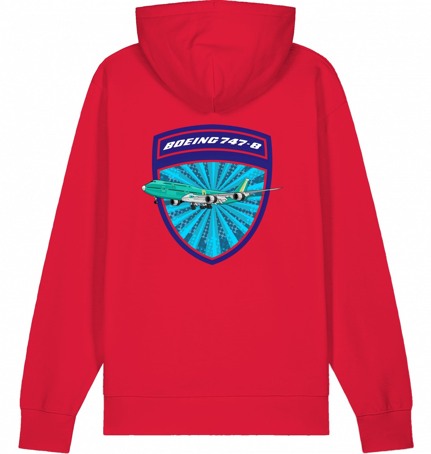 Aviation Flugzeug Hoodie Boeing 747-8 Jumbojet Red für Piloten, Crews, Kinder & Planespotter made by SUPERSONIC aero 4U