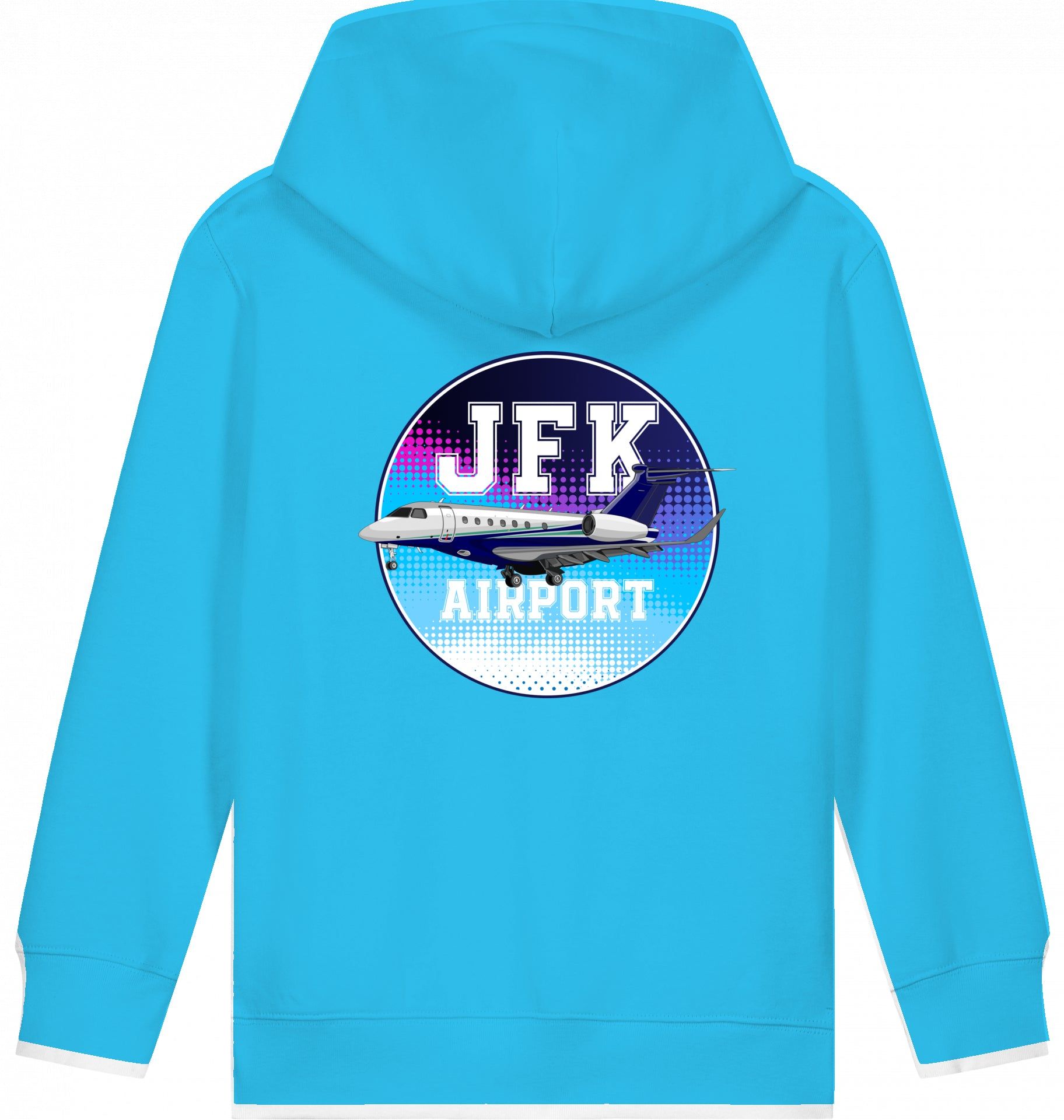 Aviation Kids Flugzeug Hoodie Embraer Praetor 600 JFK Aqua Blue für Piloten, Crews, Kinder & Planespotter made by SUPERSONIC aero 4U