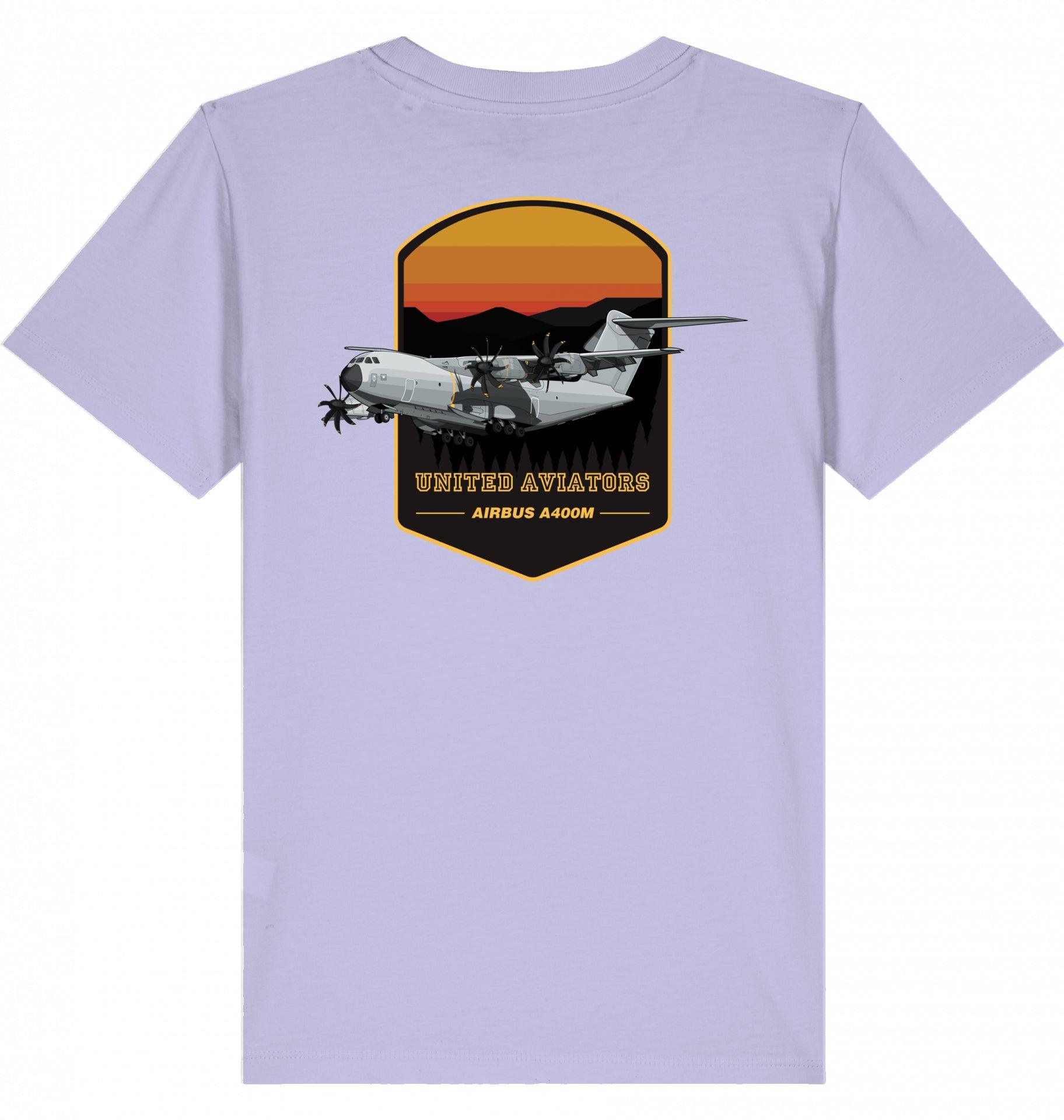 Aviation Kids Aviation T-Shirt United Aviators Airbus A400M Flugzeug2.0 Lavender für Piloten, Crews, Kinder & Planespotter made by SUPERSONIC aero 4U