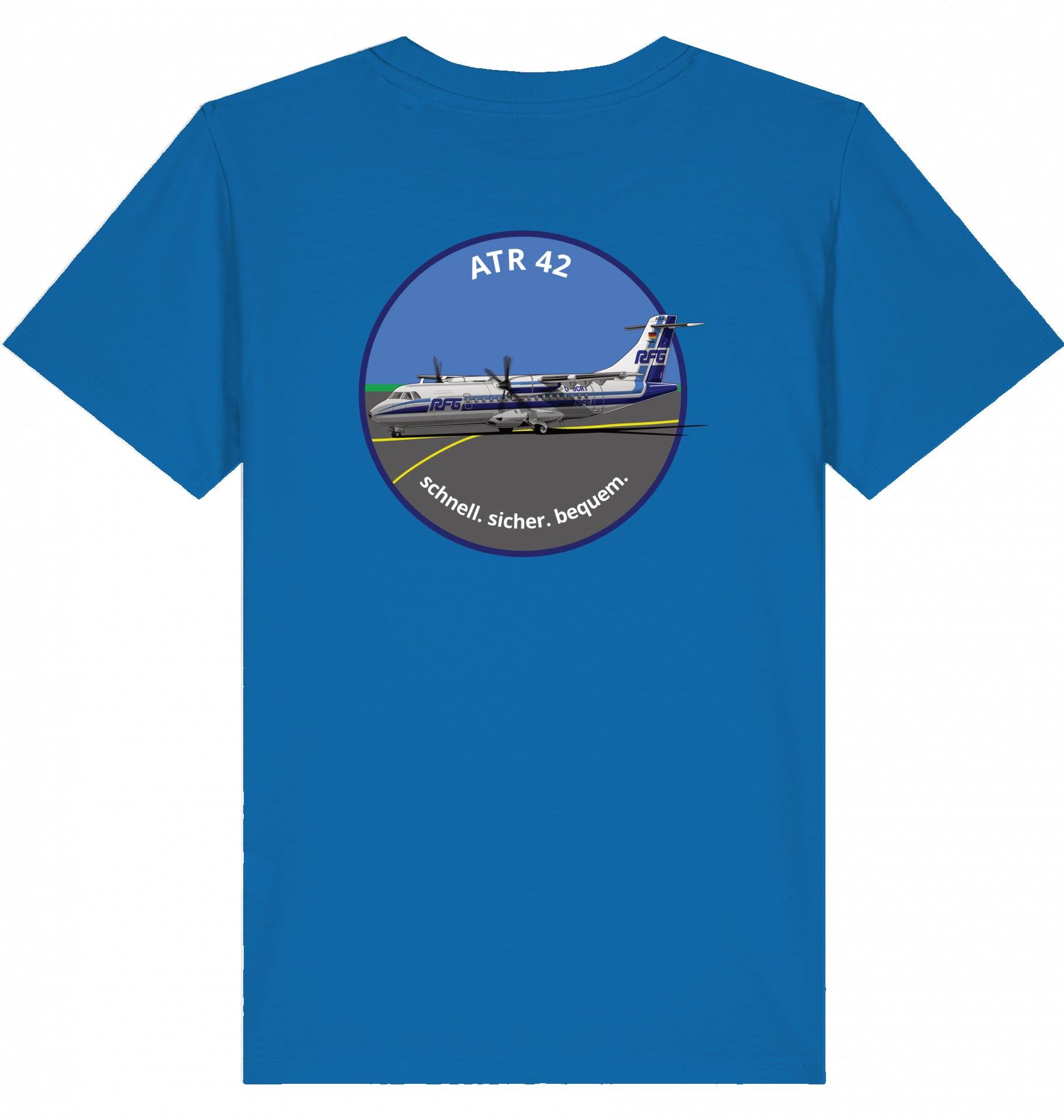 Aviation Kids Aviation T-Shirt "ATR42 Flugzeug RFG EDLW" 2.0 Royal Blue für Piloten, Crews, Kinder & Planespotter made by SUPERSONIC aero 4U