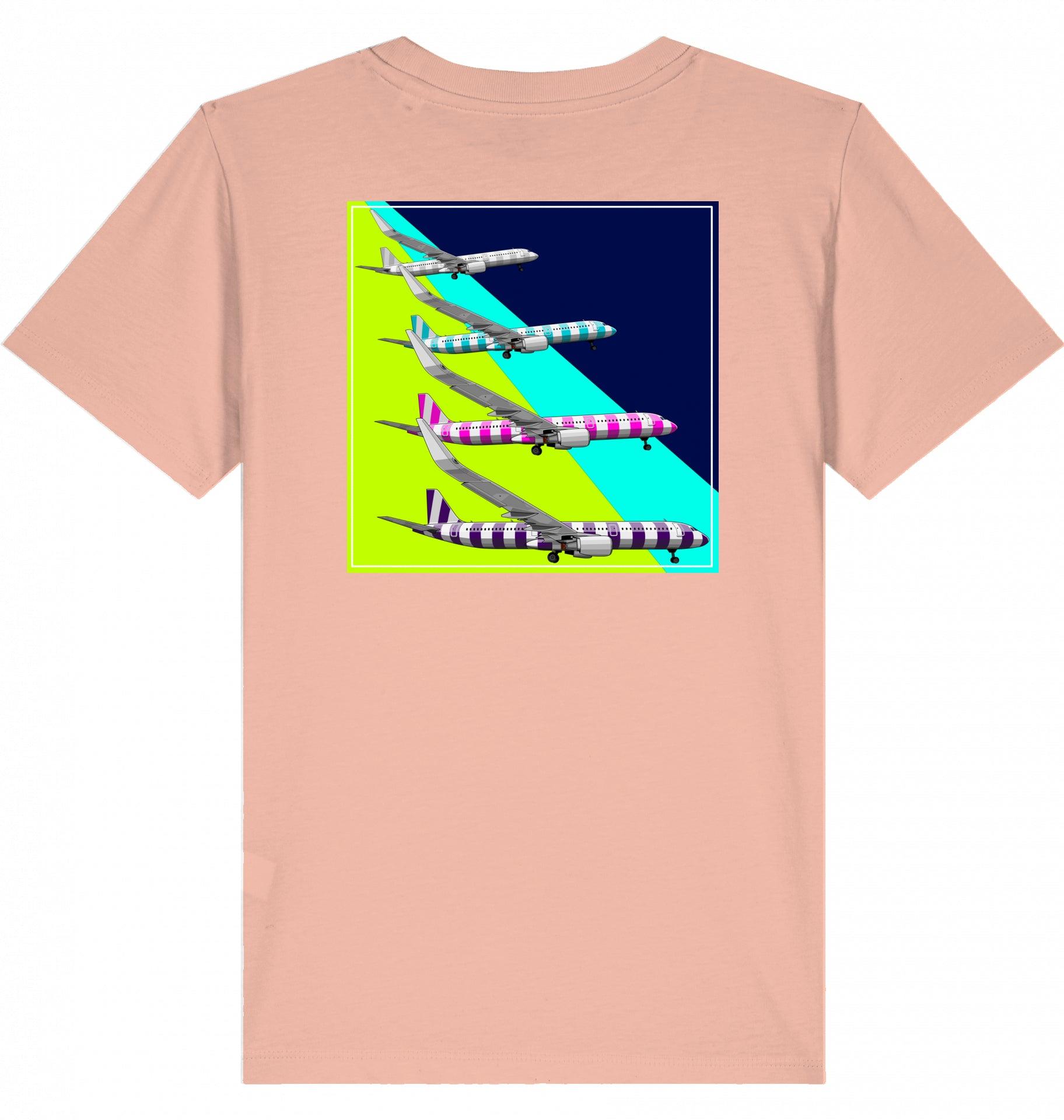 Aviation Kids Aviation T-Shirt Airbus A321 Aircraft Landing 2.0 Fraiche Peche für Piloten, Crews, Kinder & Planespotter made by SUPERSONIC aero 4U