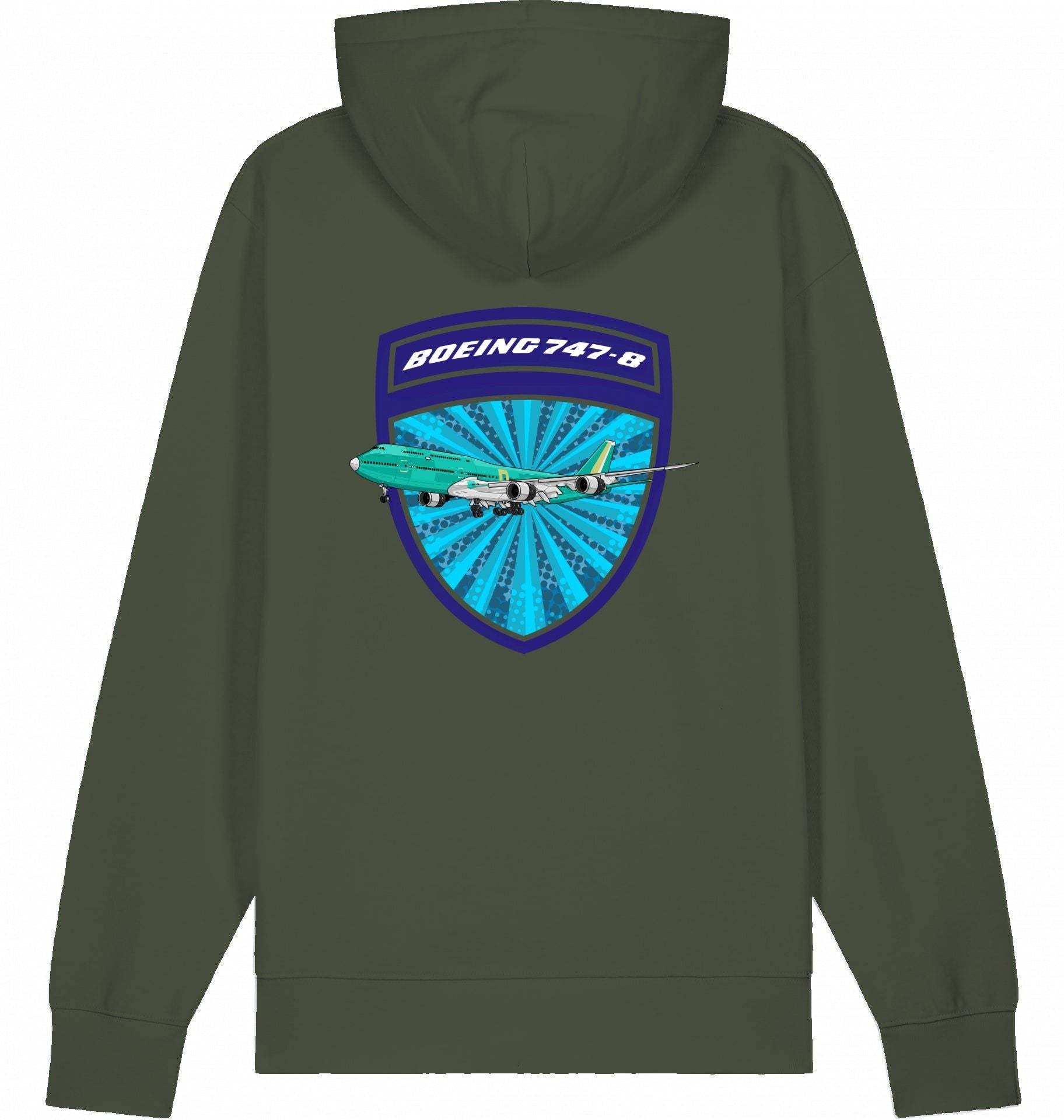 Aviation Flugzeug Hoodie Boeing 747-8 Jumbojet Khaki für Piloten, Crews, Kinder & Planespotter made by SUPERSONIC aero 4U
