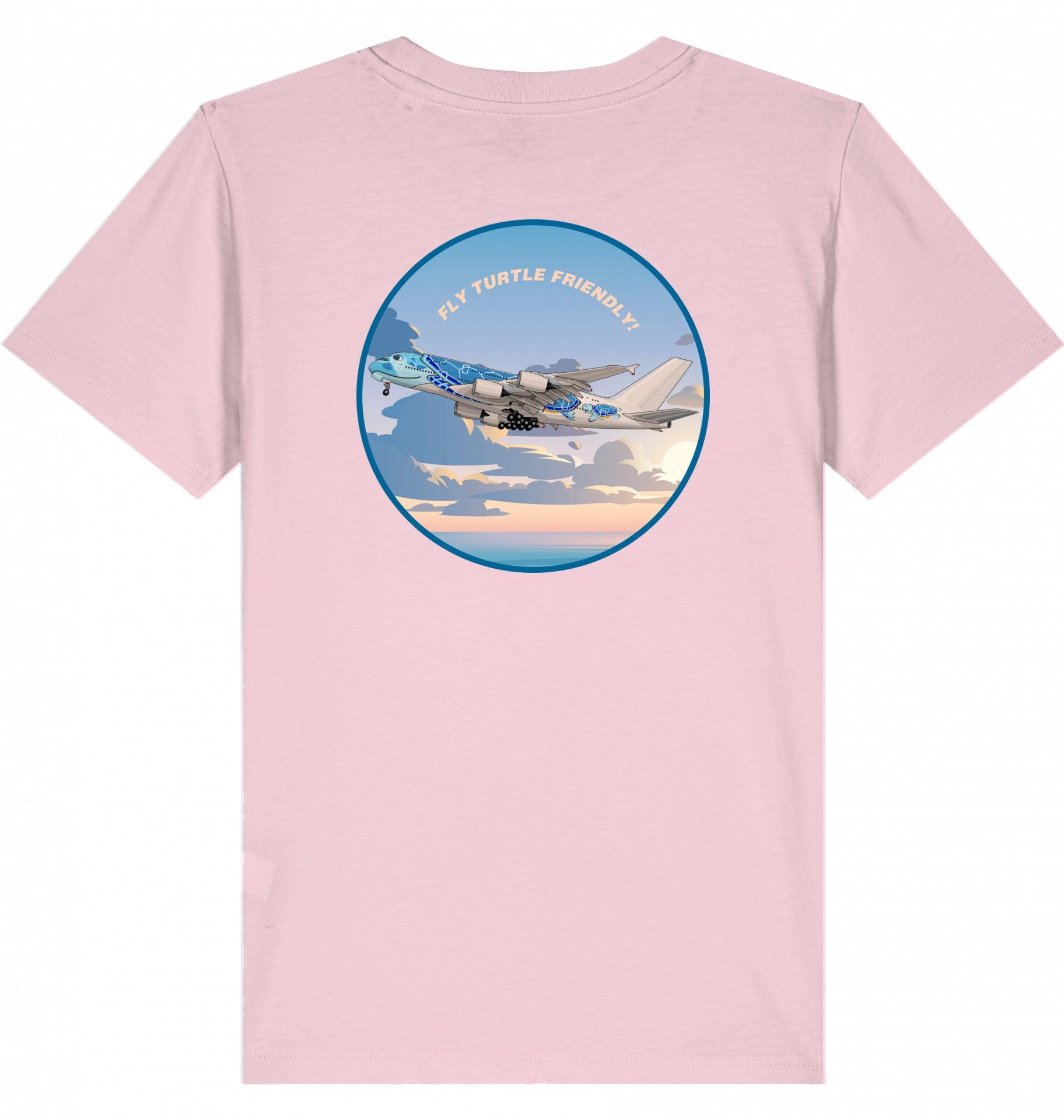 Aviation Kids Aviation T-Shirt Airbus A380 Flugzeug "Fly Turtle friendly" 2.0 Cotton Pink für Piloten, Crews, Kinder & Planespotter made by SUPERSONIC aero 4U