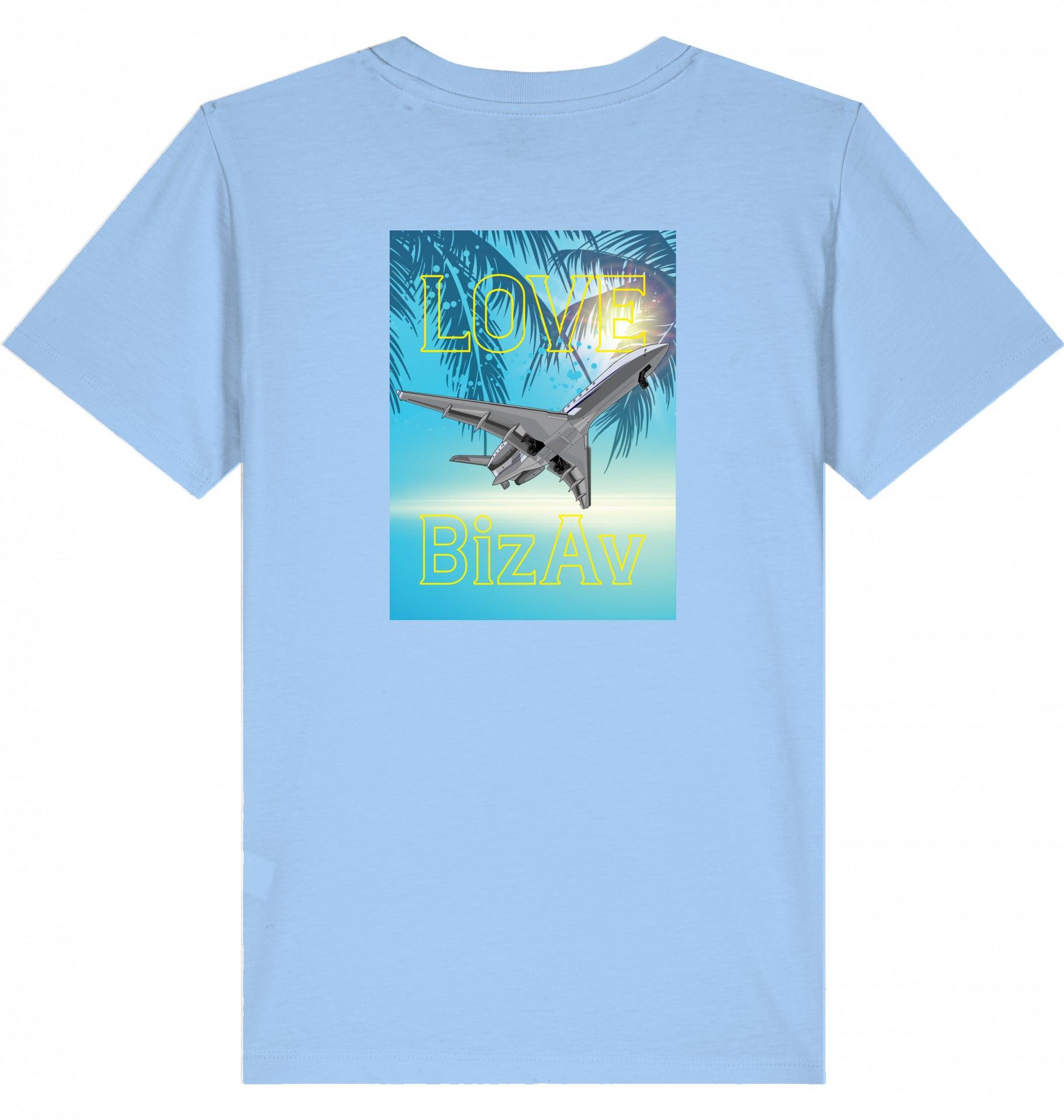 Aviation Kids Aviation T-Shirt "Love BizAv Business Aviation" 2.0 Blue Soul für Piloten, Crews, Kinder & Planespotter made by SUPERSONIC aero 4U