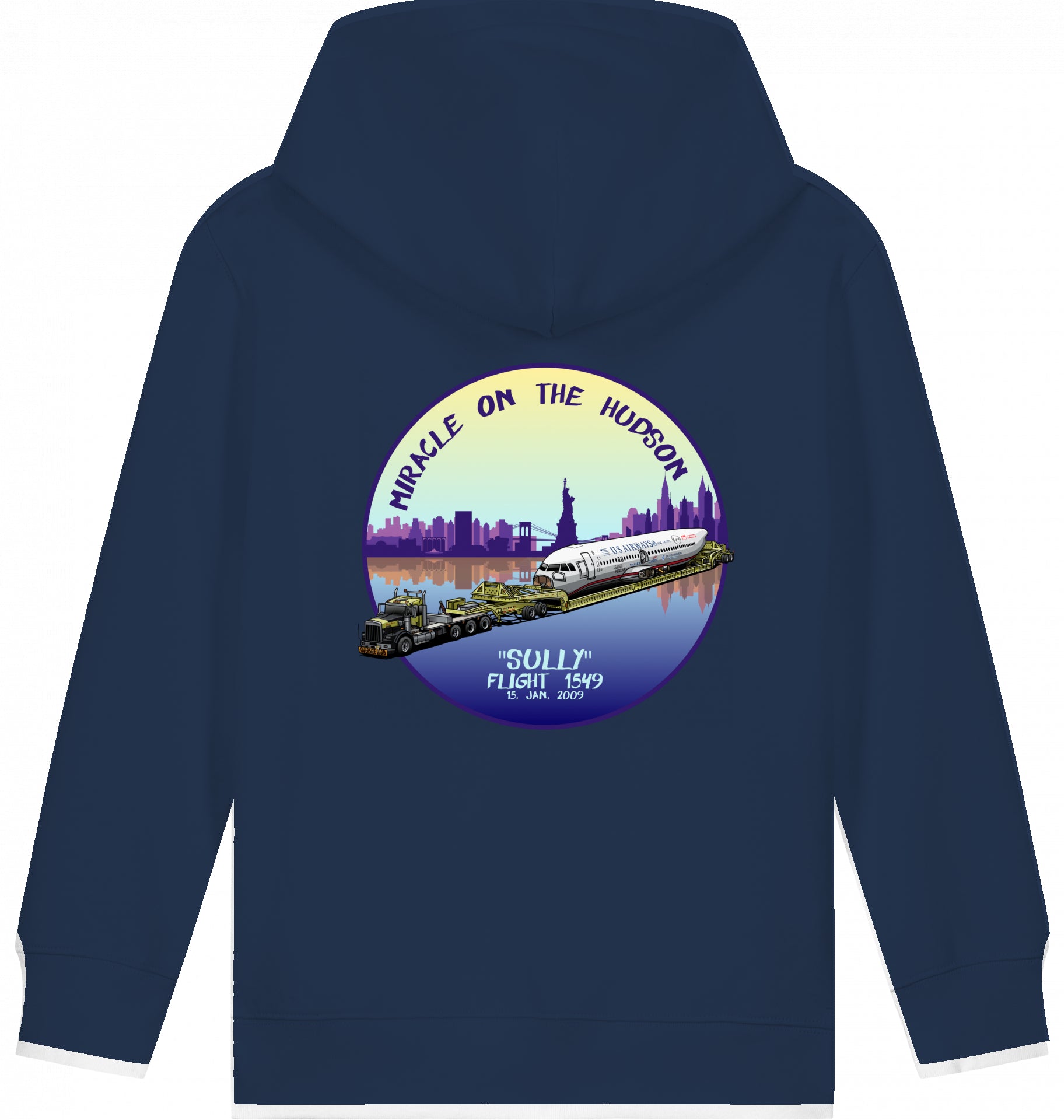 Aviation Kids Flugzeug Hoodie "Sullenberger - Miracle on the Hudson" für Piloten, Crews, Kinder & Planespotter made by SUPERSONIC aero 4U