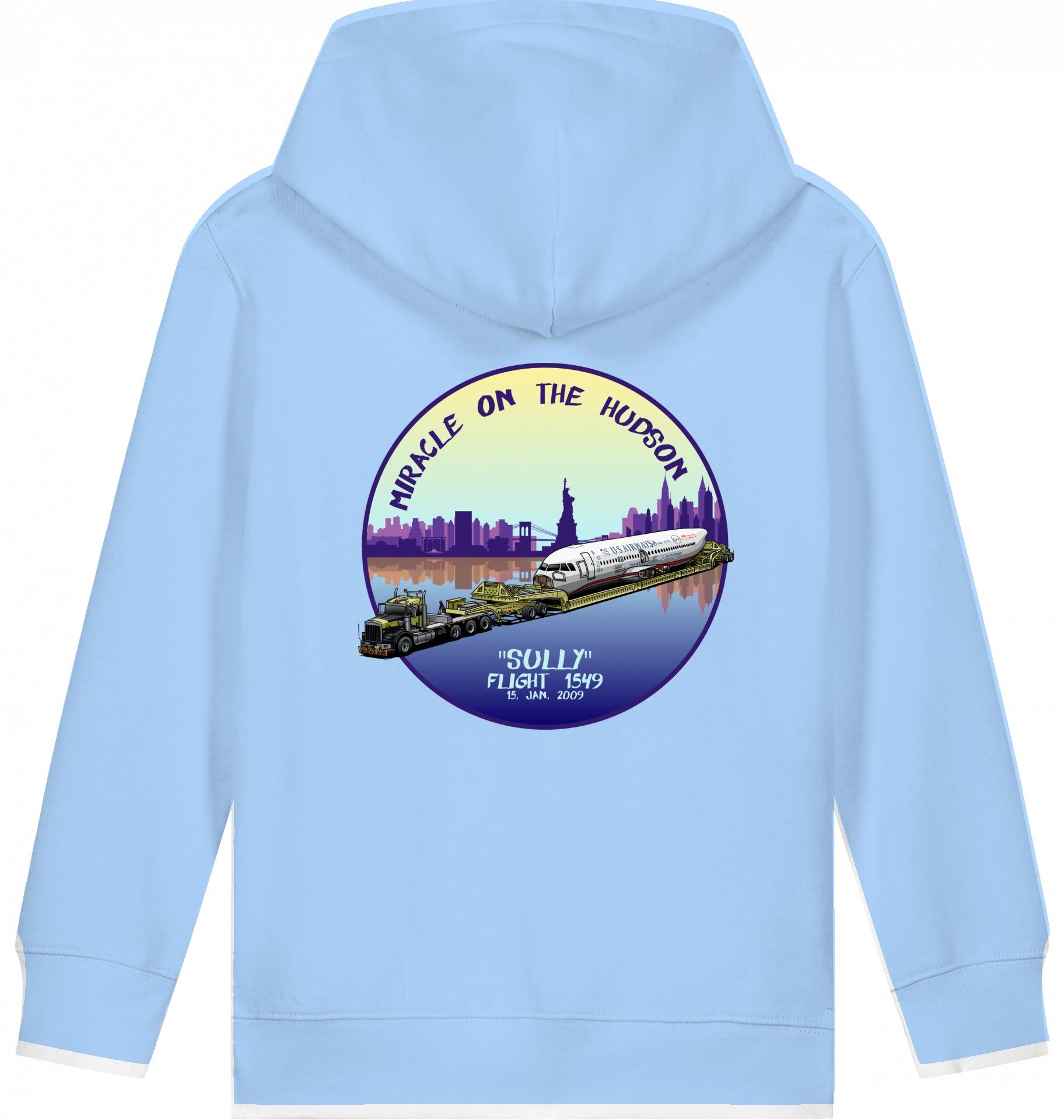 Aviation Kids Flugzeug Hoodie "Sullenberger - Miracle on the Hudson" für Piloten, Crews, Kinder & Planespotter made by SUPERSONIC aero 4U