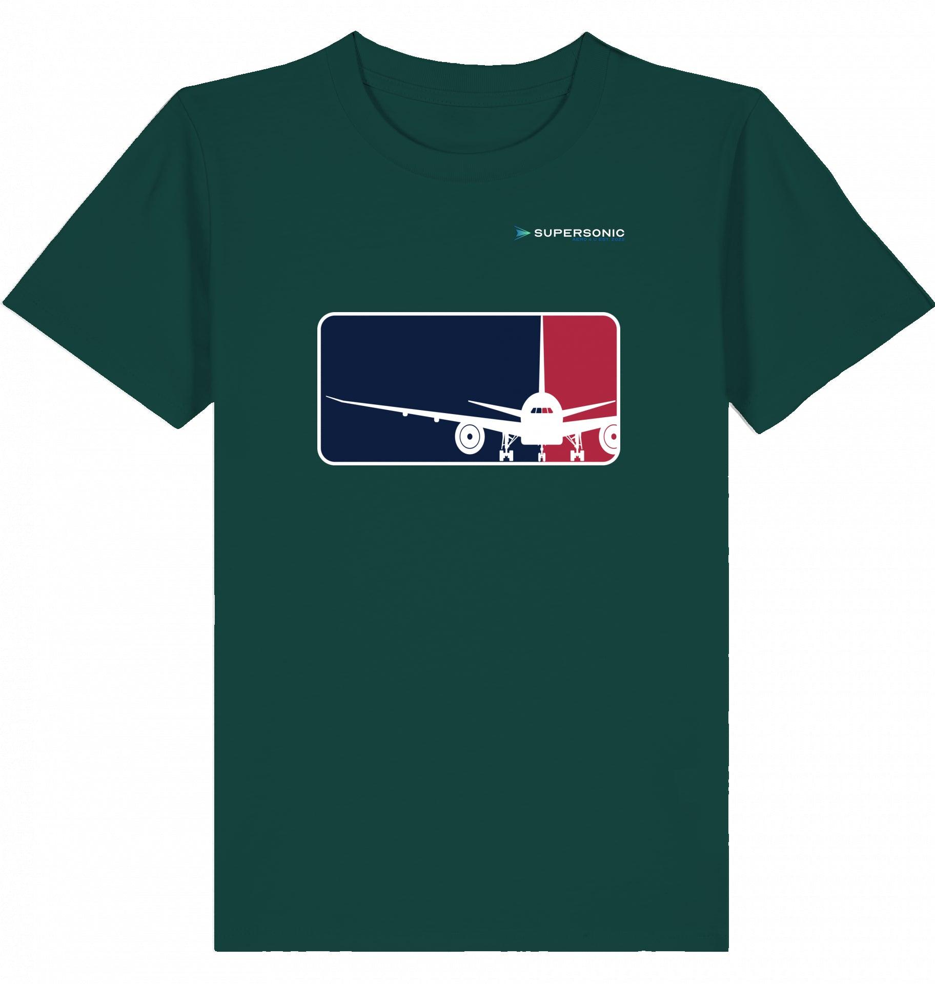 Aviation Kids Aviation T-Shirt “Major League Aviation“ Boeing 777 2.0 Glazed Green für Piloten, Crews, Kinder & Planespotter made by SUPERSONIC aero 4U