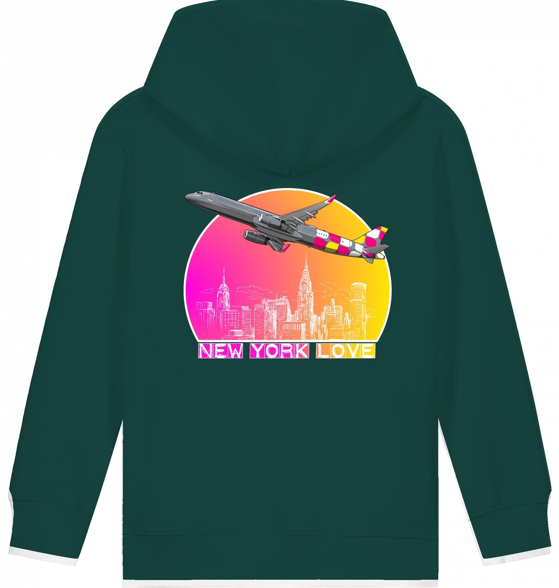 Aviation Kids Flugzeug Hoodie Airbus A321 New York für Piloten, Crews, Kinder & Planespotter made by SUPERSONIC aero 4U
