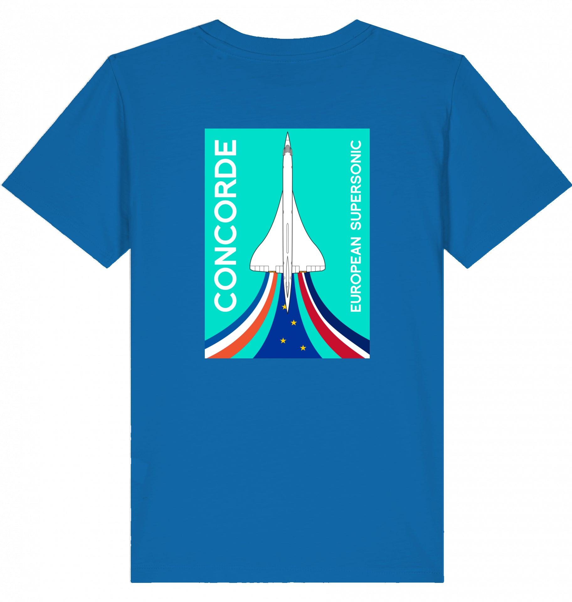 Aviation Kids Aviation T-Shirt "Concorde European Supersonic Aircraft" 2.0 Royal Blue für Piloten, Crews, Kinder & Planespotter made by SUPERSONIC aero 4U