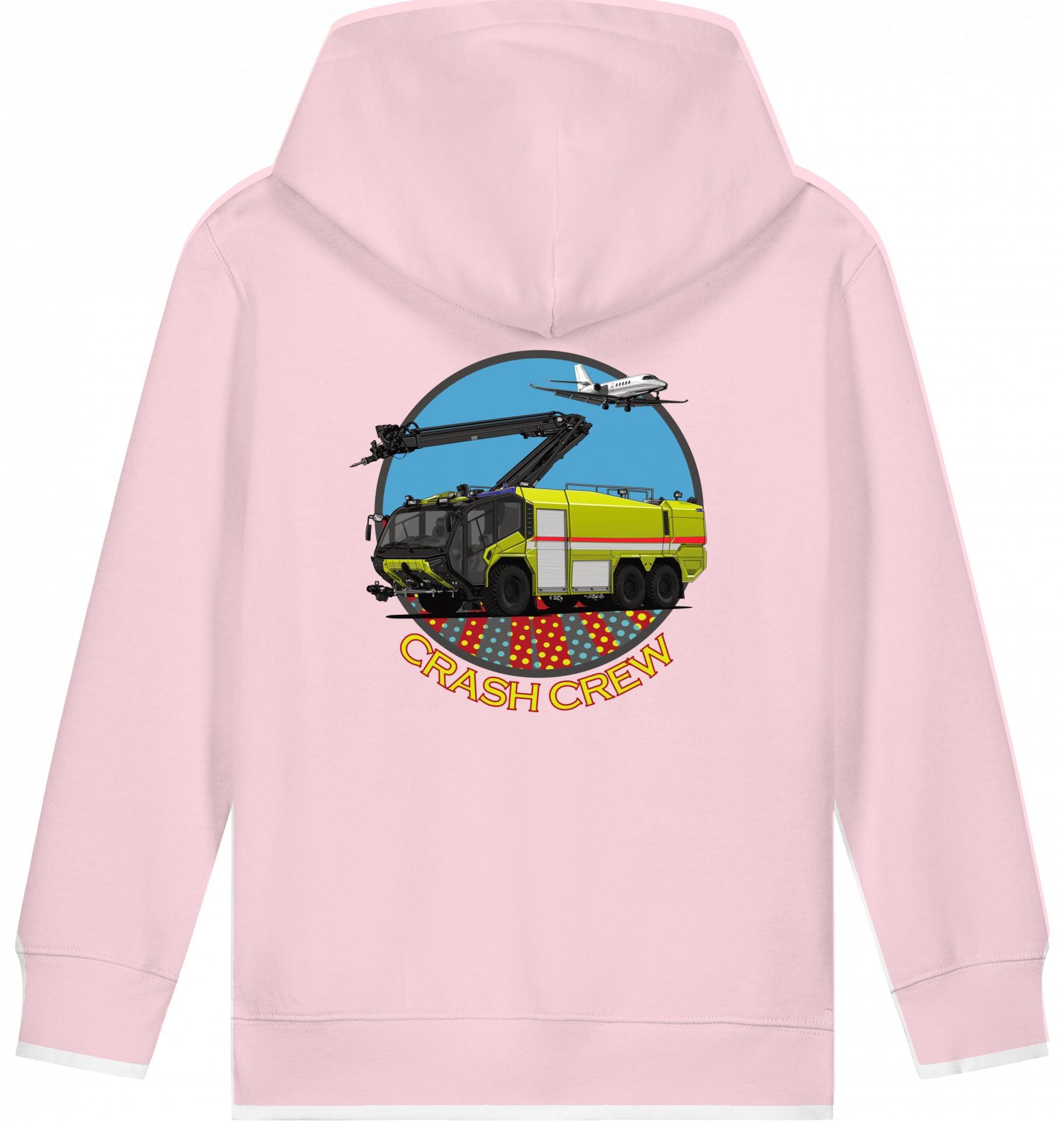 Aviation Kids Hoodie "Airport Rescue Fire Fighting ARFF - Crash Crew" Cotton Pink für Piloten, Crews, Kinder & Planespotter made by SUPERSONIC aero 4U
