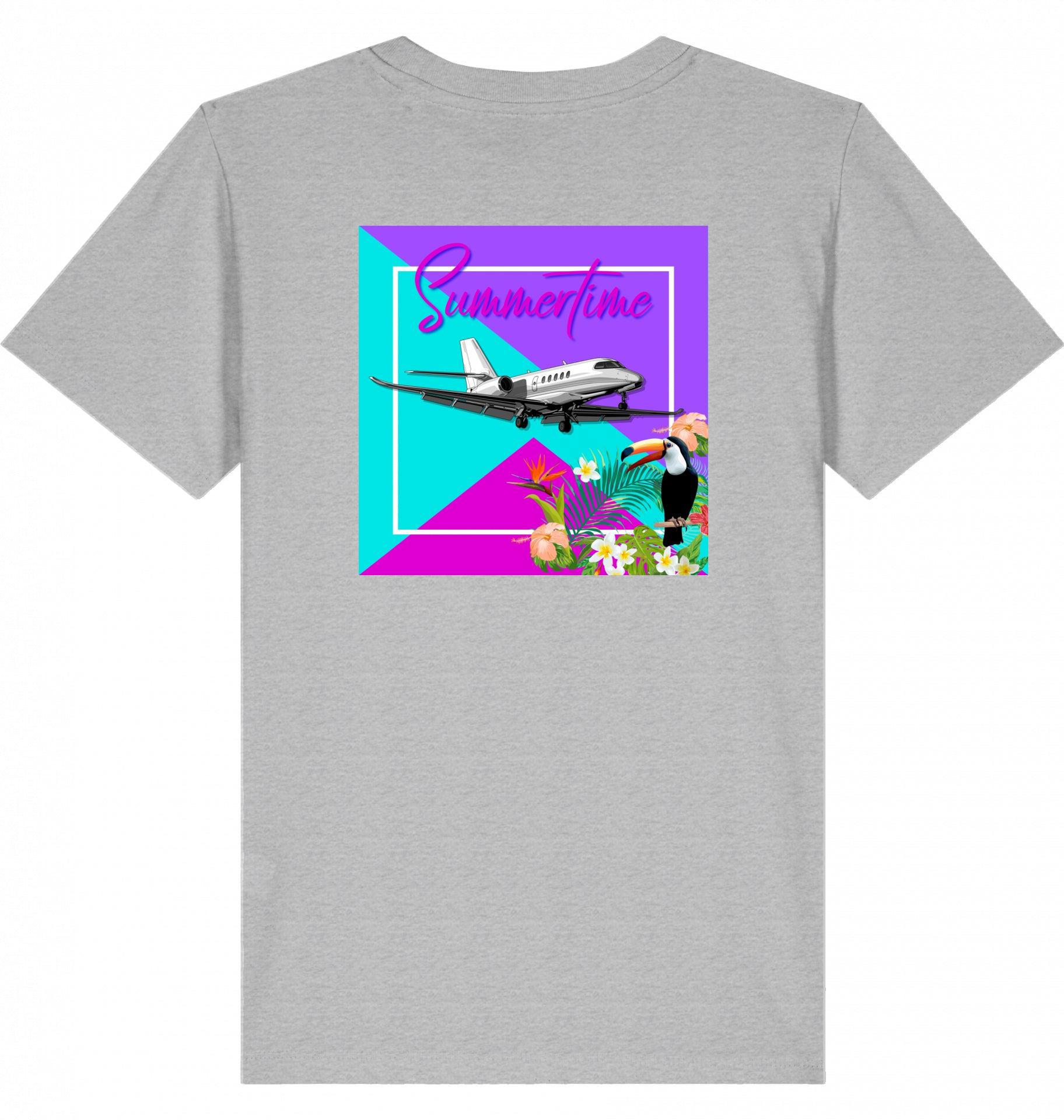 Aviation Kids Aviation T-Shirt "Summertime in Aviation" Cessna Citation Latitude Business Jet 2.0 Heather Grey für Piloten, Crews, Kinder & Planespotter made by SUPERSONIC aero 4U