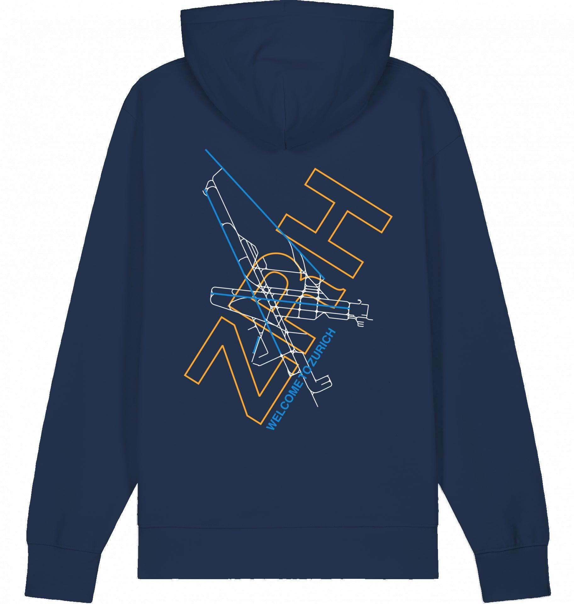 Aviation Zurich ZRH Airport Hoodie 2.0 French Navy für Piloten, Crews, Kinder & Planespotter made by SUPERSONIC aero 4U
