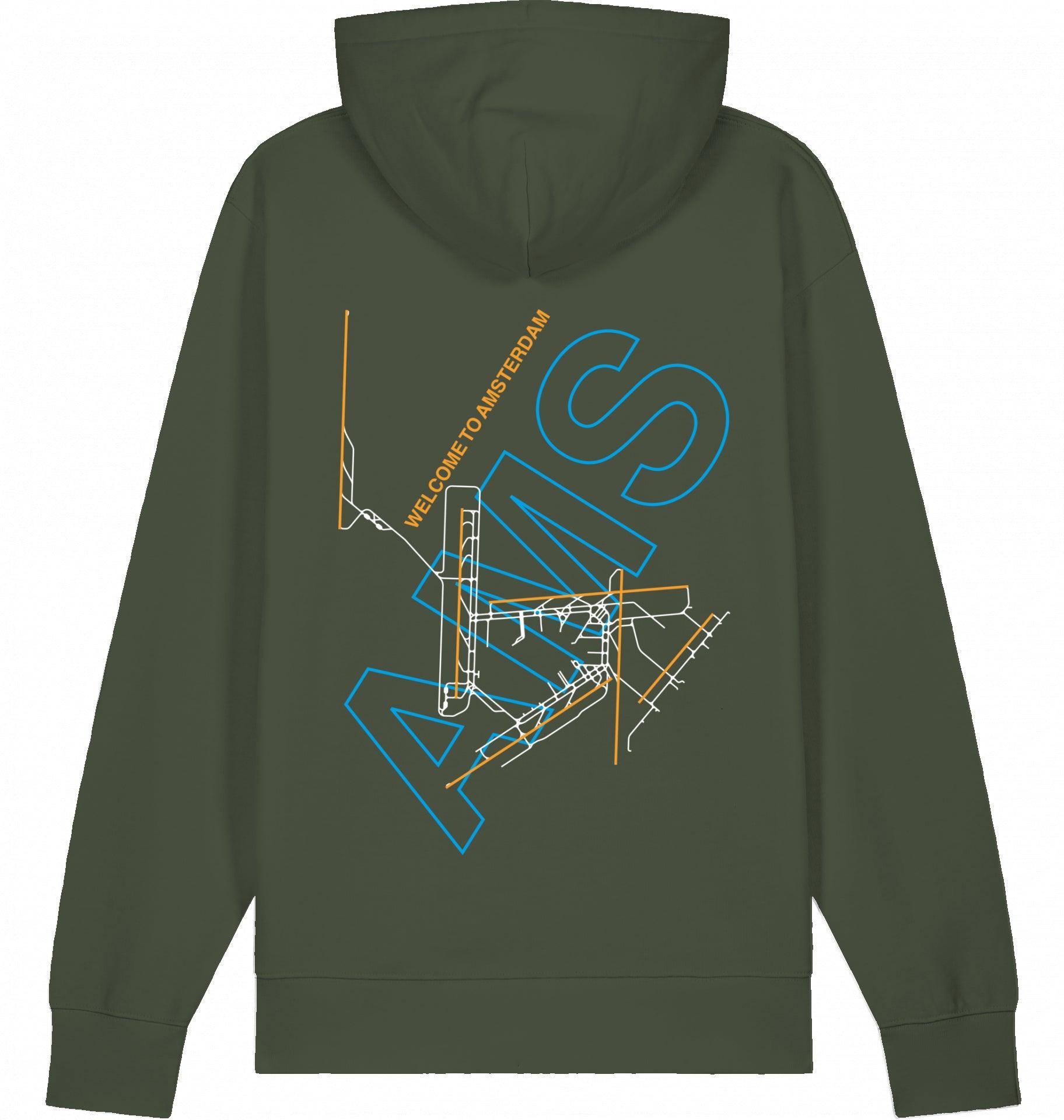 Aviation Amsterdam AMS Airport Hoodie 2.0 Khaki für Piloten, Crews, Kinder & Planespotter made by SUPERSONIC aero 4U