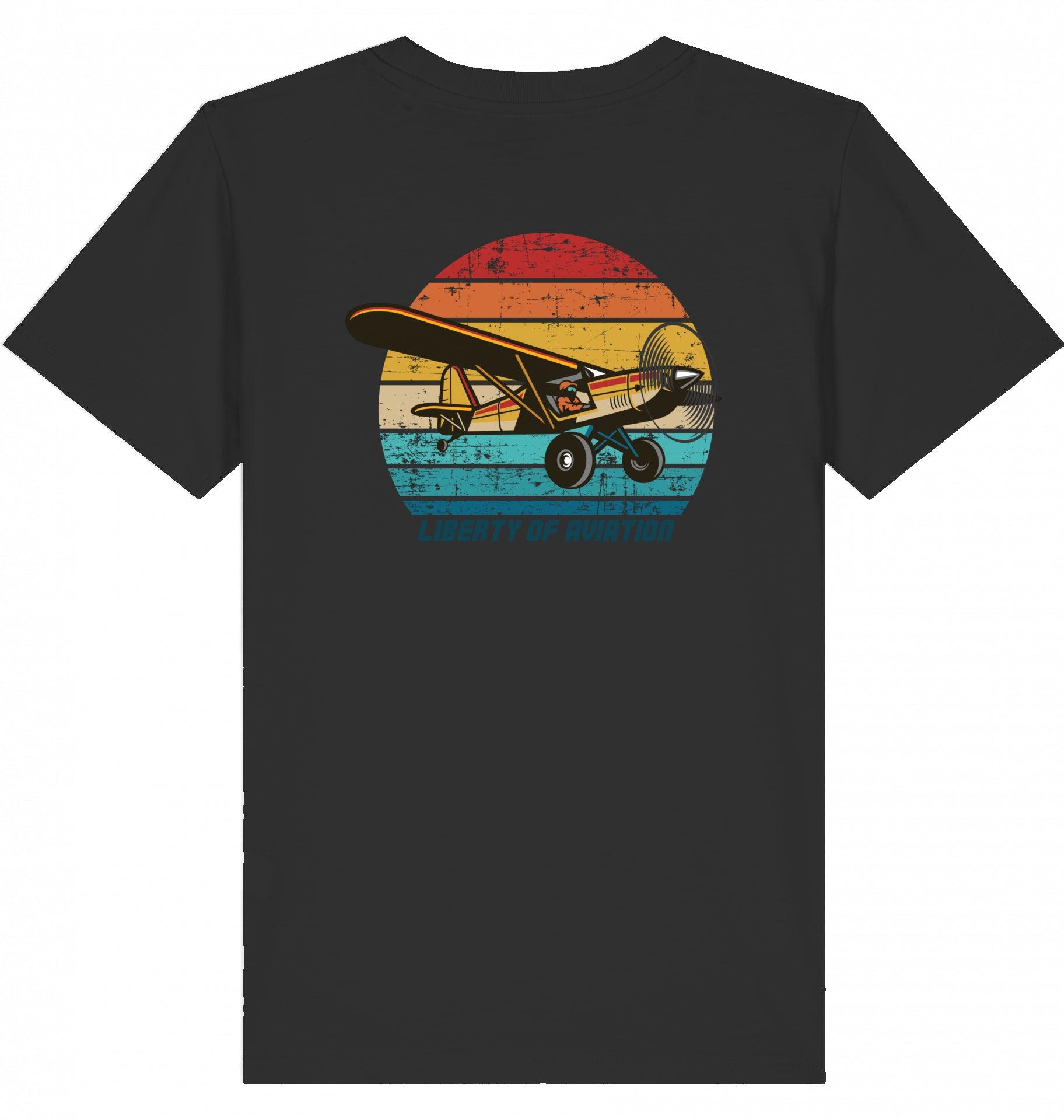 Aviation Kids Aviation T-Shirt "Liberty of Aviation" Piper Super Cup 2.0 Black für Piloten, Crews, Kinder & Planespotter made by SUPERSONIC aero 4U