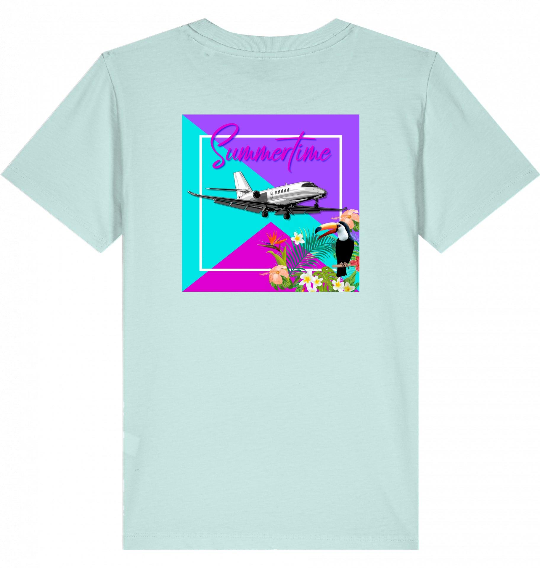 Aviation Kids Aviation T-Shirt "Summertime in Aviation" Cessna Citation Latitude Business Jet 2.0 Caribbean Blue für Piloten, Crews, Kinder & Planespotter made by SUPERSONIC aero 4U