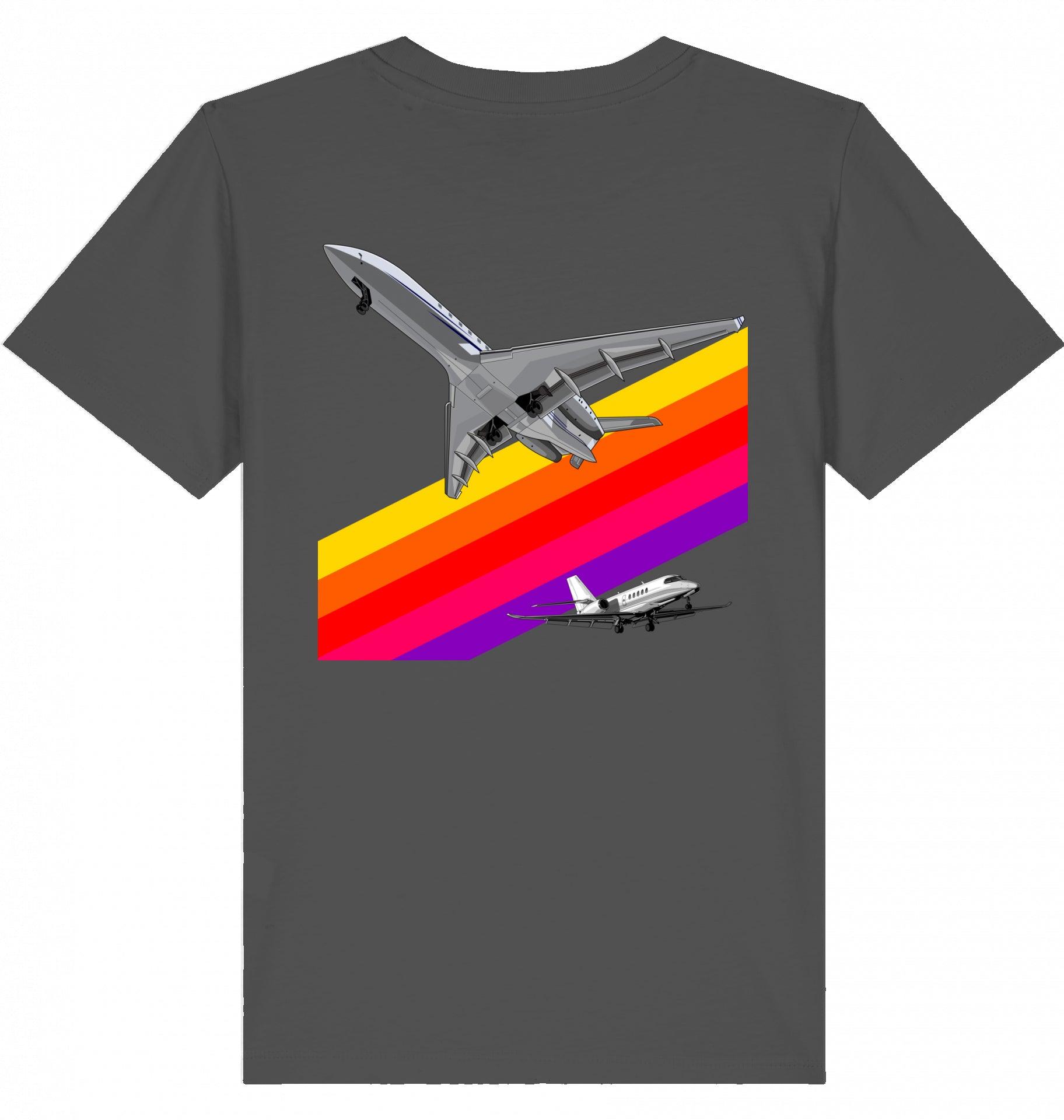 Aviation Kids Aviation T-Shirt "VHS 80ies Style - Business Aviation" 2.0 Anthracite für Piloten, Crews, Kinder & Planespotter made by SUPERSONIC aero 4U