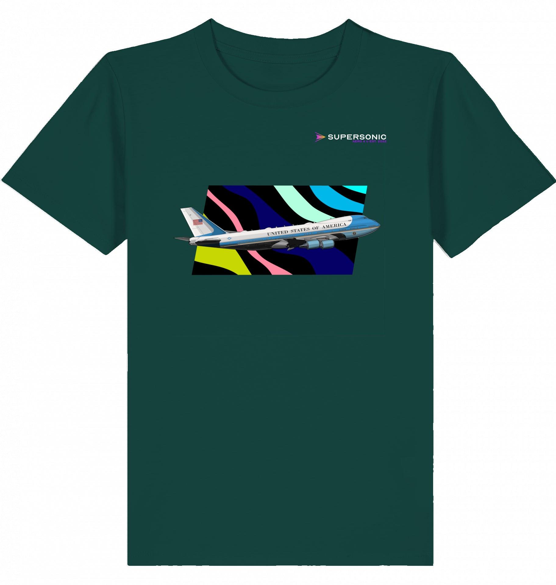 Aviation Kids Aviation T-Shirt Air Force One Boeing 747 Jumbo Jet Flugzeug 2.0 Glazed Green für Piloten, Crews, Kinder & Planespotter made by SUPERSONIC aero 4U