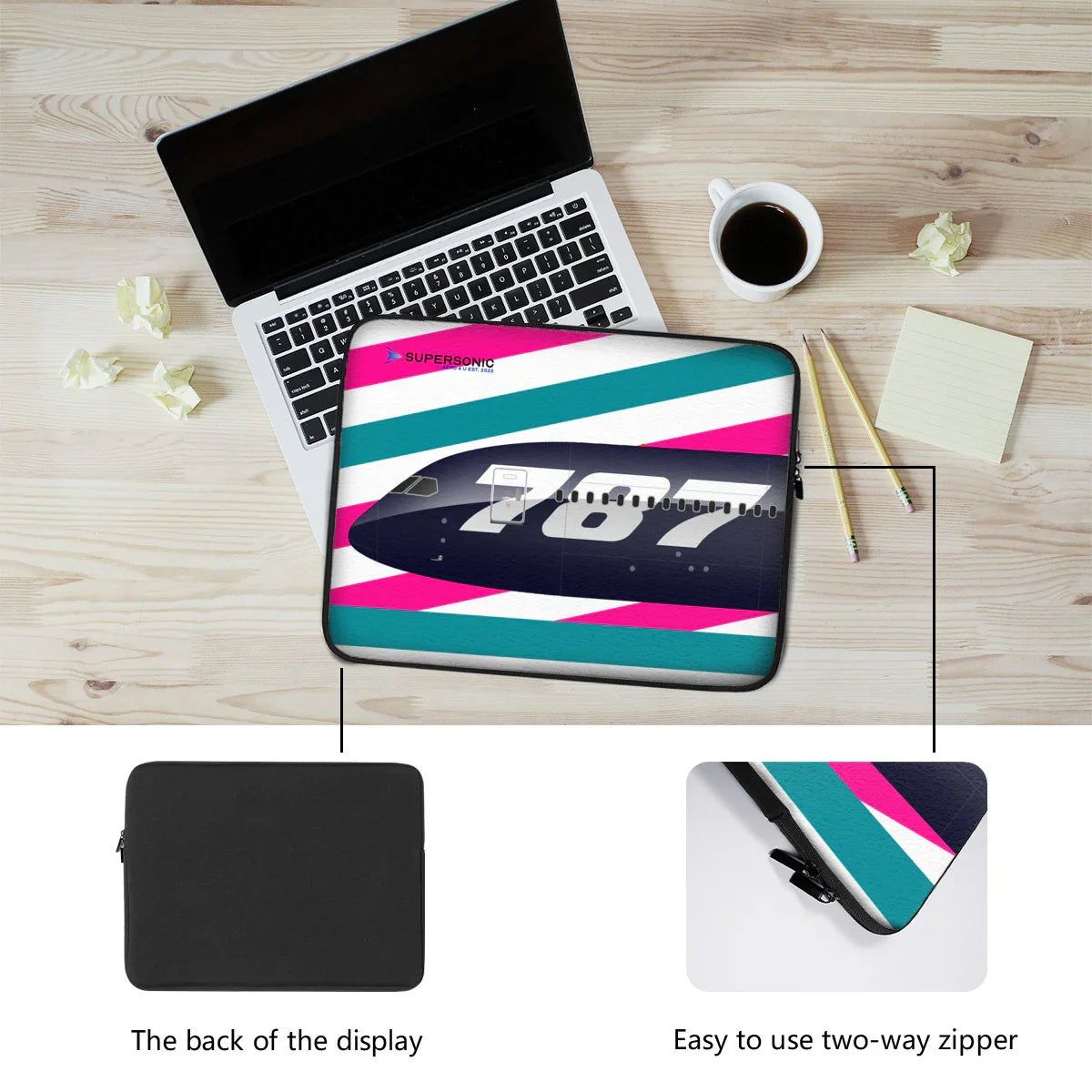 Aviation Aviation Laptop & EFB Tasche | Boeing 787 Dreamliner Design für Piloten, Crews, Kinder & Planespotter made by SUPERSONIC aero 4U