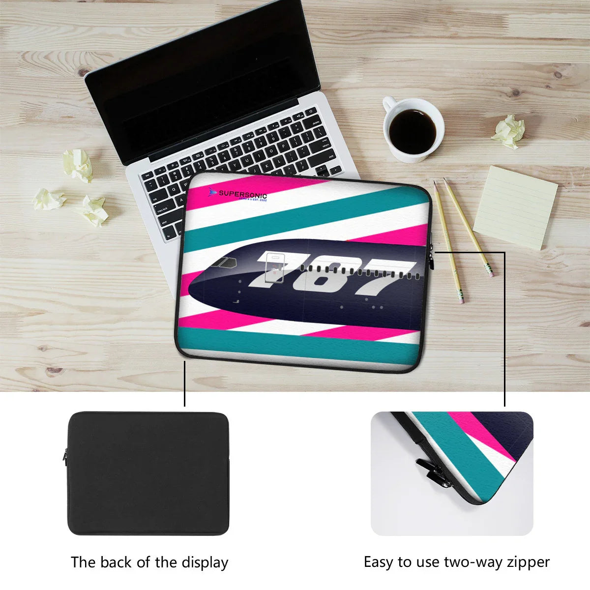 Aviation Aviation Laptop & EFB Tasche | Boeing 787 Dreamliner Design für Piloten, Crews, Kinder & Planespotter made by SUPERSONIC aero 4U