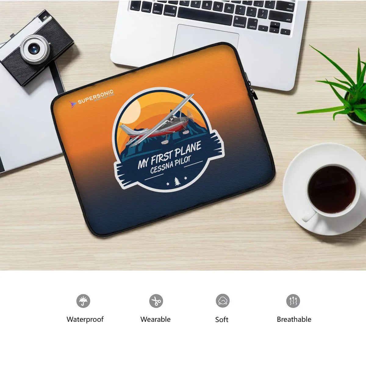 Aviation Pilot Tech Bag | Gepolsterte Laptop & Electronic Flight Bag Schutzhülle für Piloten, Crews, Kinder & Planespotter made by SUPERSONIC aero 4U