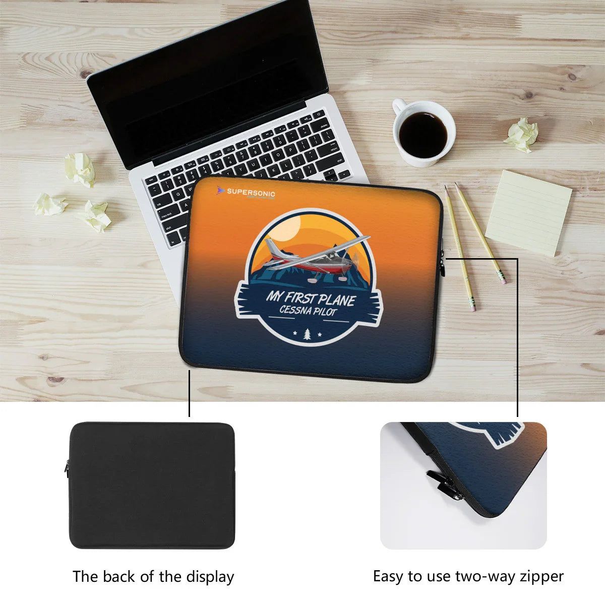 Aviation Pilot Tech Bag | Gepolsterte Laptop & Electronic Flight Bag Schutzhülle für Piloten, Crews, Kinder & Planespotter made by SUPERSONIC aero 4U