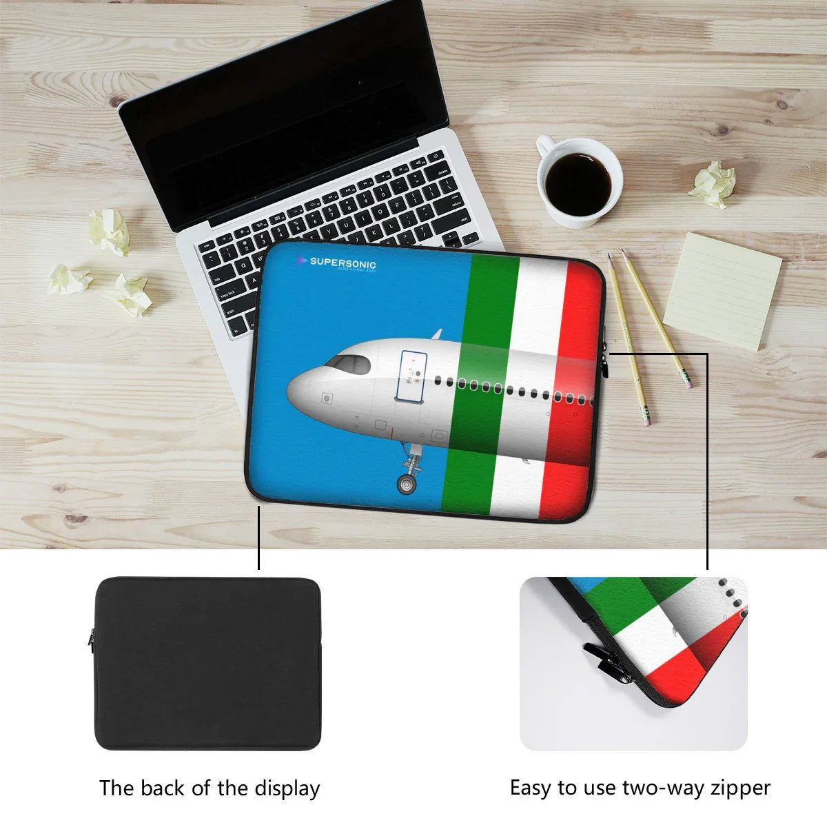 Aviation Aviation Laptop & EFB Tasche | Italienisches Airbus Design für Crews für Piloten, Crews, Kinder & Planespotter made by SUPERSONIC aero 4U