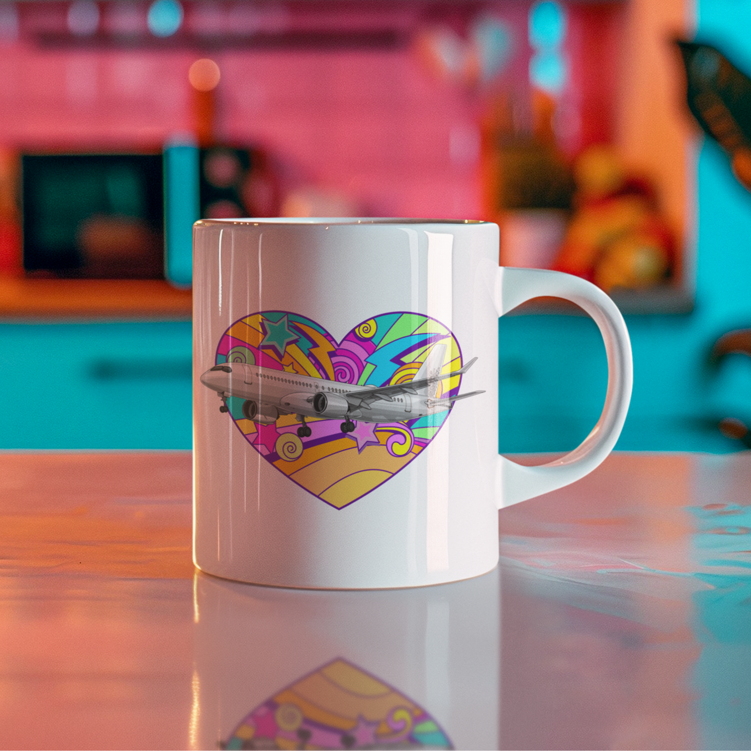 Aviation Kaffeebecher "Love Airbus A220" für Piloten, Crews, Kinder & Planespotter made by SUPERSONIC aero 4U