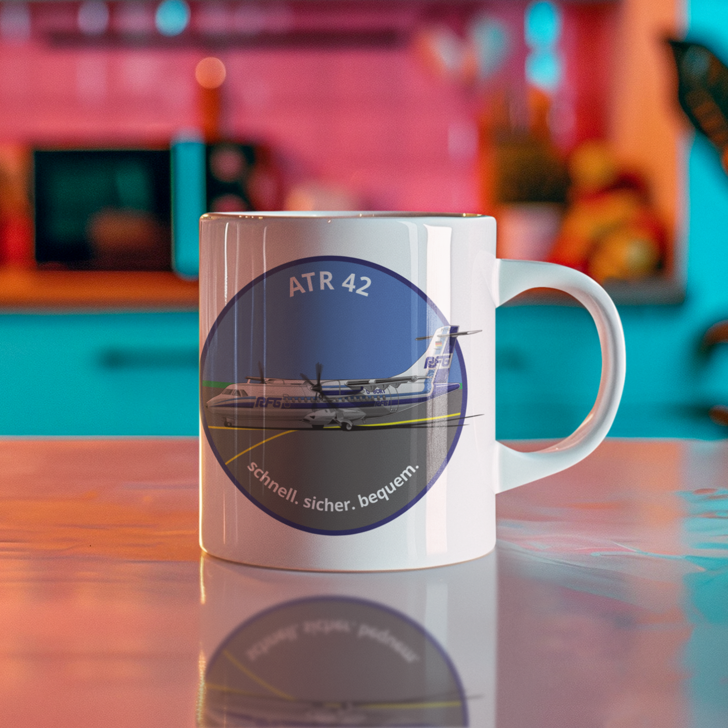 Aviation Kaffeebecher "ATR 42 Turboprop RFG EDLW" für Piloten, Crews, Kinder & Planespotter made by SUPERSONIC aero 4U