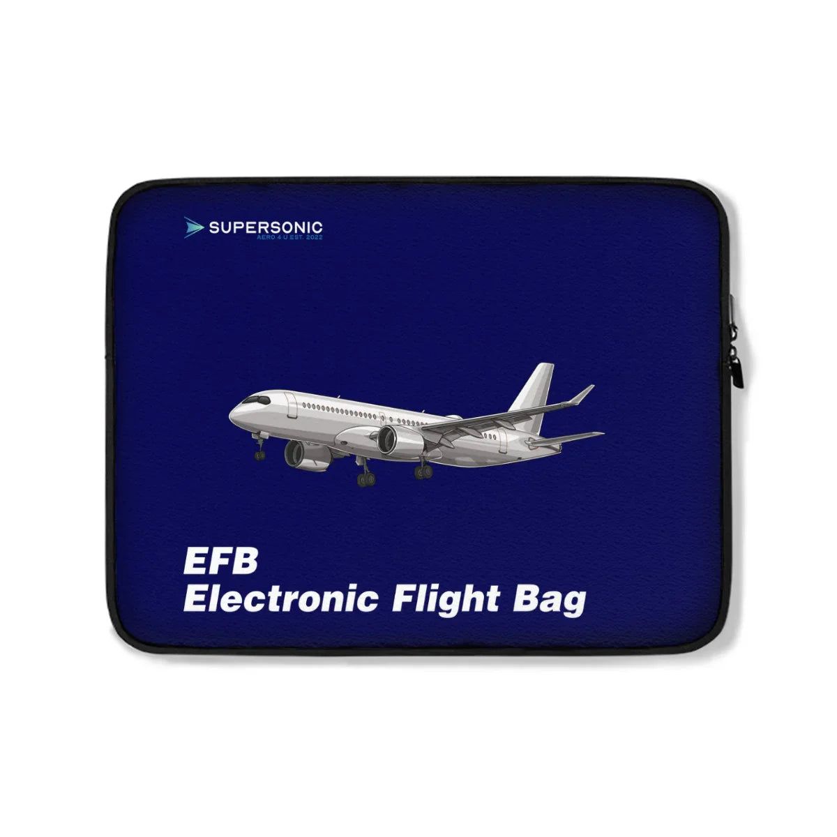 Aviation EFB & Laptop Tasche | Electronic Flight Bag im Airbus A220 Design White One Size für Piloten, Crews, Kinder & Planespotter made by SUPERSONIC aero 4U