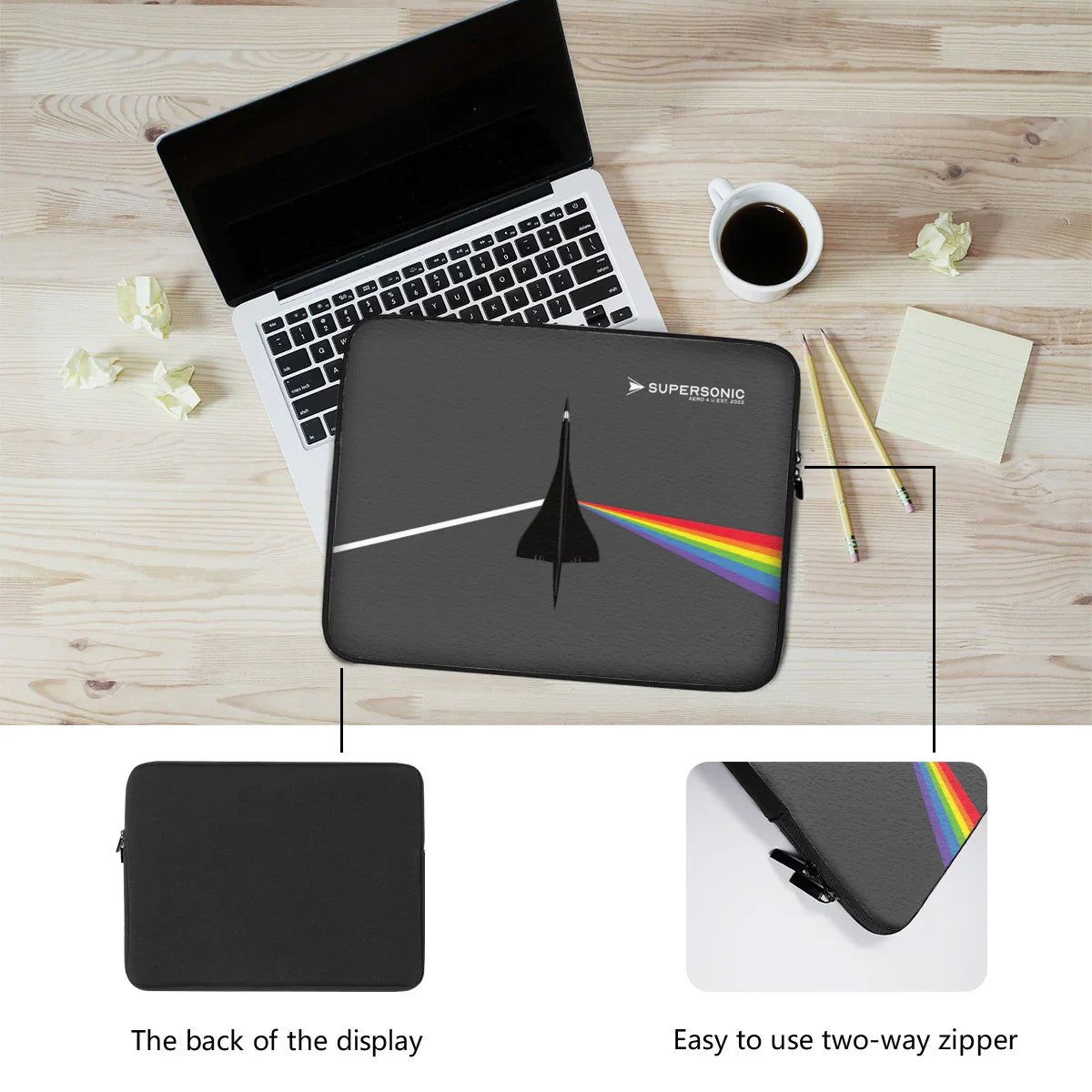 Aviation Laptop Tasche Neopren|Dark Side of Supersonic|Concorde für Piloten, Crews, Kinder & Planespotter made by SUPERSONIC aero 4U