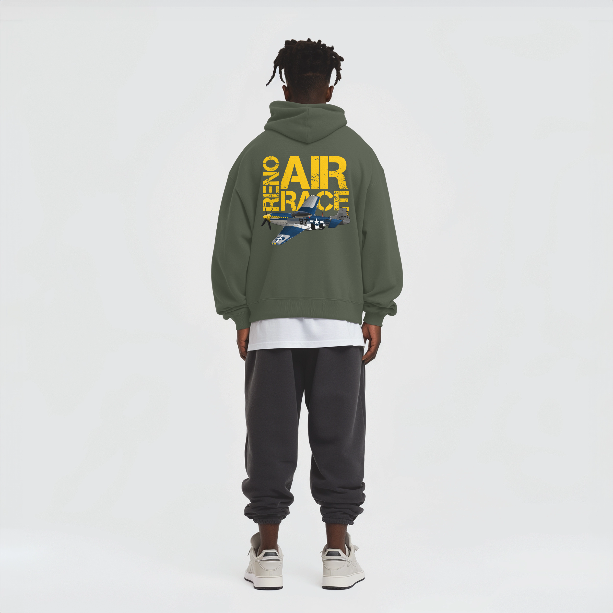 Aviation Flugzeug Hoodie P-51 Mustang "Reno Air Race" für Piloten, Crews, Kinder & Planespotter made by SUPERSONIC aero 4U