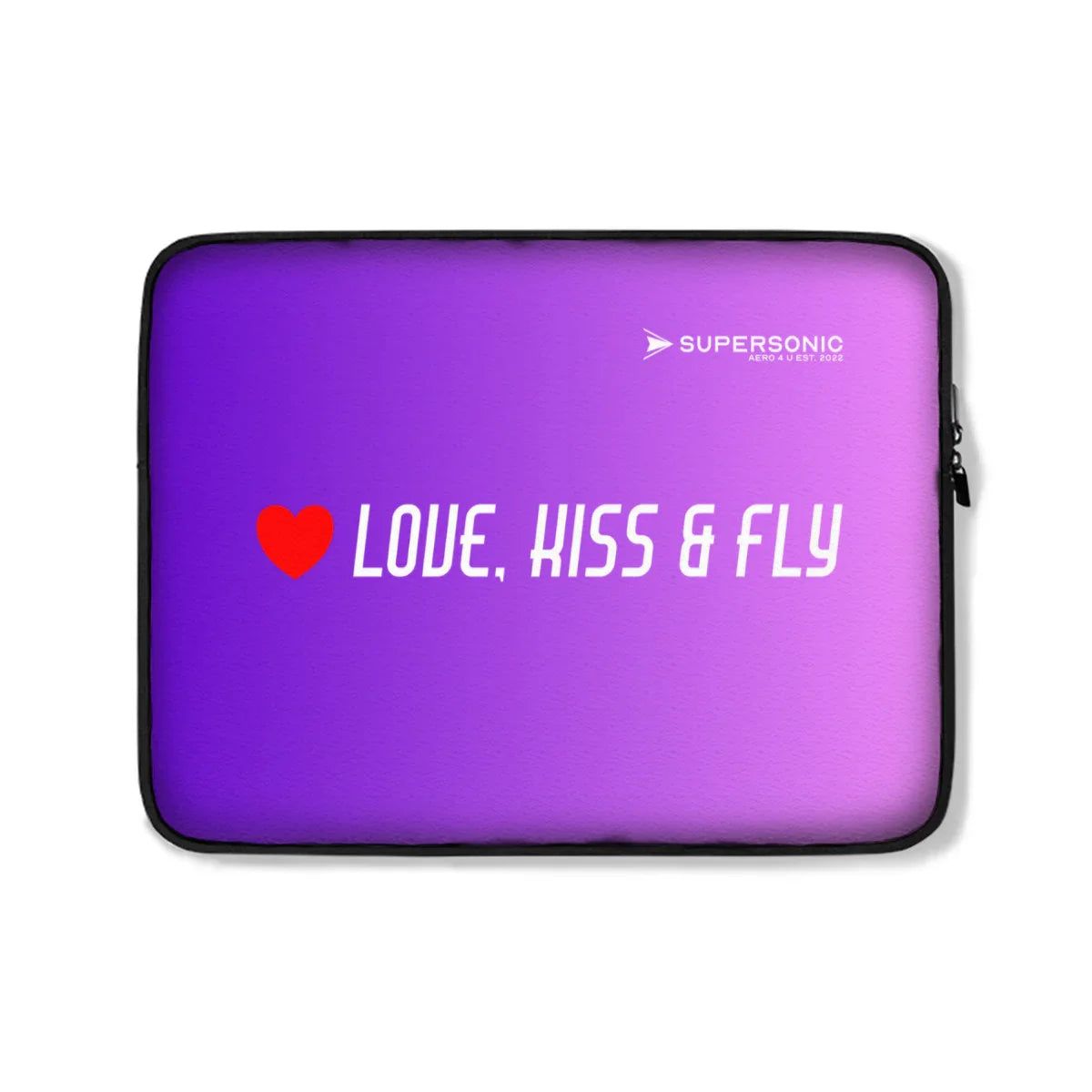 Aviation Love Kiss and Fly | Cabin Crew Laptopbag | Liebevolles Aviation Design White One Size für Piloten, Crews, Kinder & Planespotter made by SUPERSONIC aero 4U