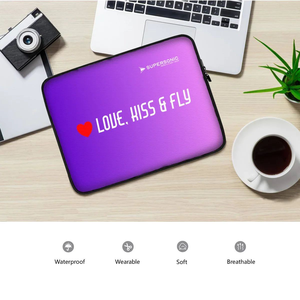 Aviation Love Kiss and Fly | Cabin Crew Laptopbag | Liebevolles Aviation Design für Piloten, Crews, Kinder & Planespotter made by SUPERSONIC aero 4U