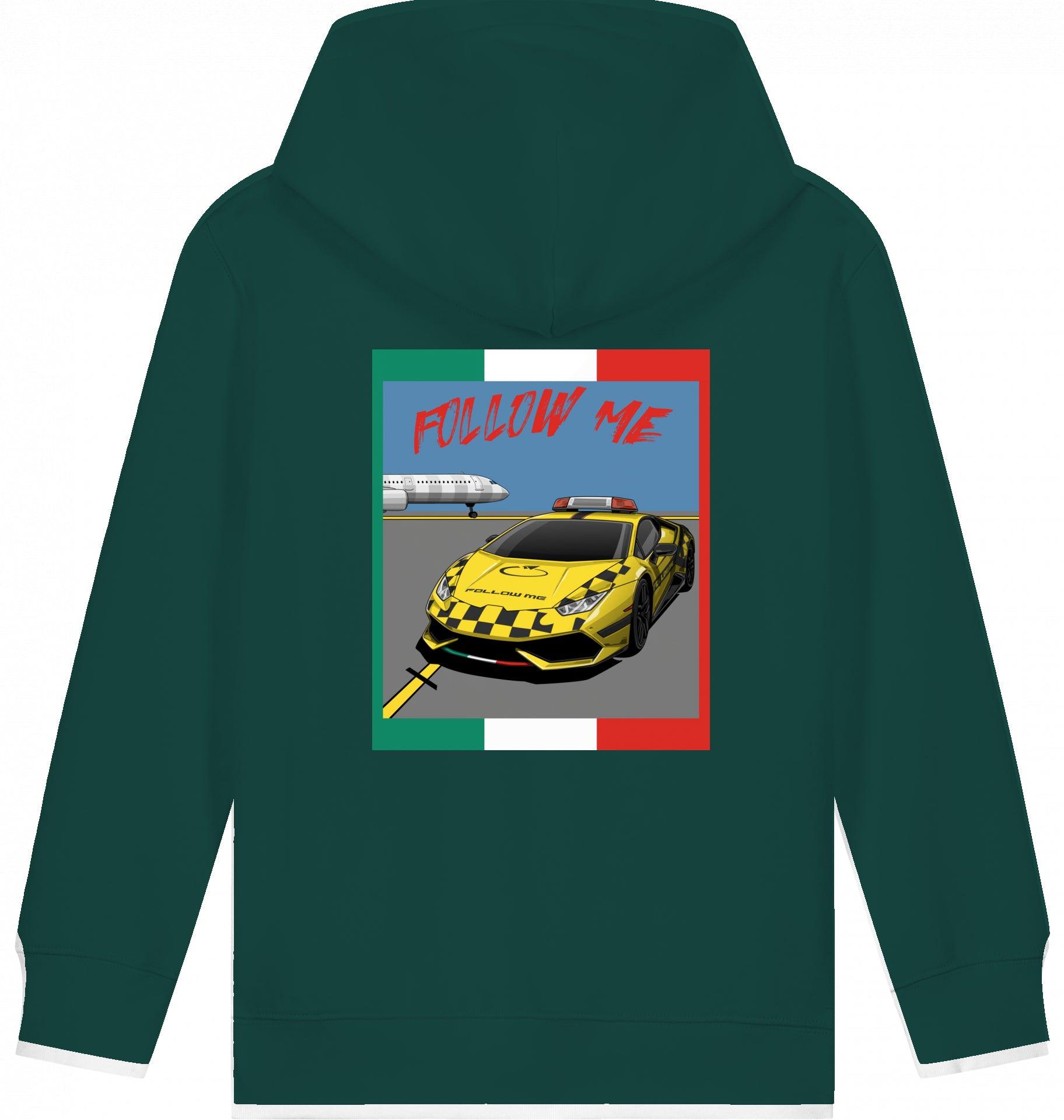 Aviation Kids Aviation Hoodie "Follow Me Italia" Airbus A321 Glazed Green für Piloten, Crews, Kinder & Planespotter made by SUPERSONIC aero 4U
