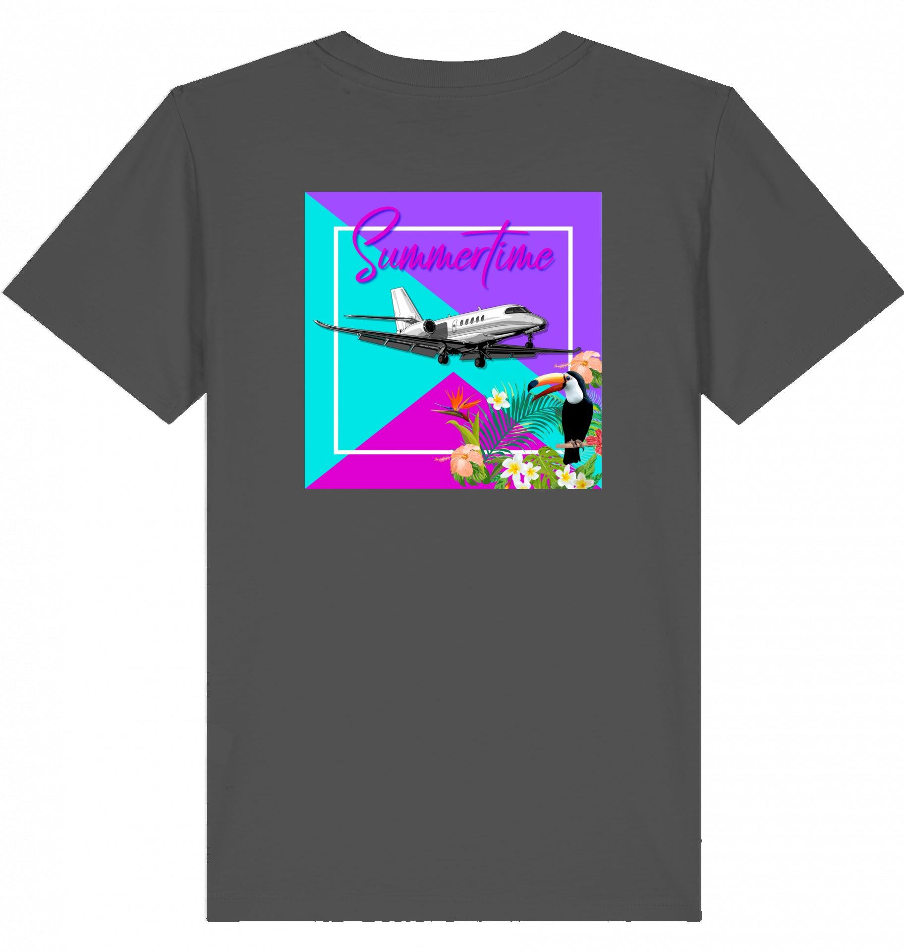 Aviation Kids Aviation T-Shirt "Summertime in Aviation" Cessna Citation Latitude Business Jet 2.0 Anthracite für Piloten, Crews, Kinder & Planespotter made by SUPERSONIC aero 4U
