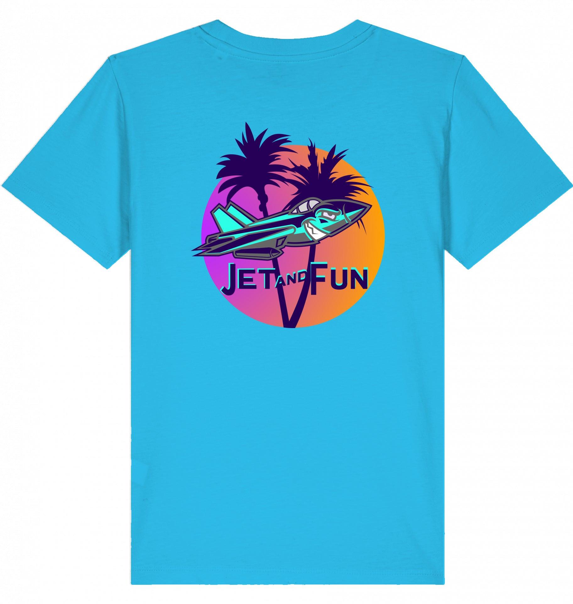 Aviation Kids Aviation T-Shirt "Jet and Fun" Flugzeug 2.0 Aqua Blue für Piloten, Crews, Kinder & Planespotter made by SUPERSONIC aero 4U