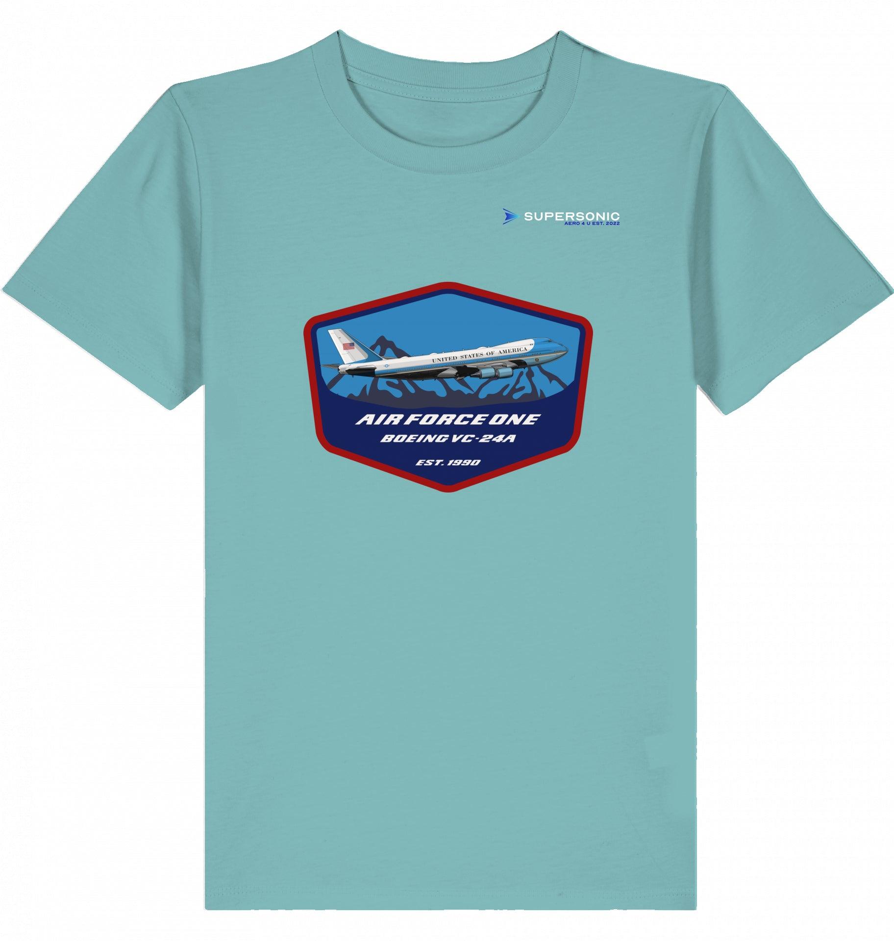 Aviation Kids Aviation T-Shirt Air Force One Boeing VC-24A Jumbo Jet 2.0 Teal Monstera für Piloten, Crews, Kinder & Planespotter made by SUPERSONIC aero 4U
