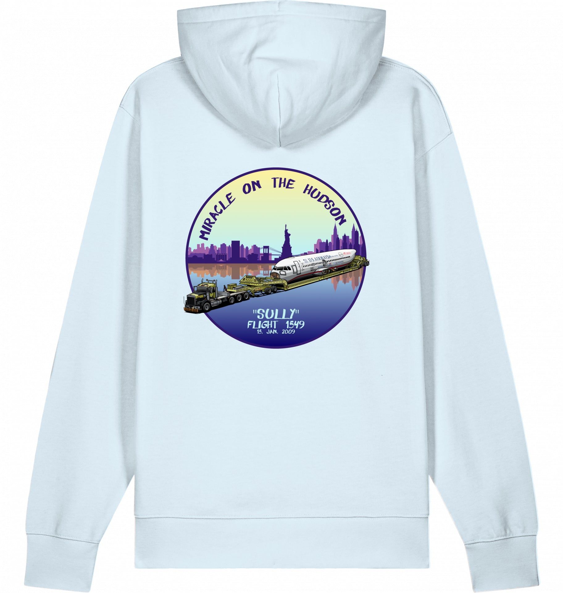 Aviation Flugzeug Hoodie "Sullenberger - Miracle on the Hudson" Blue Ice für Piloten, Crews, Kinder & Planespotter made by SUPERSONIC aero 4U