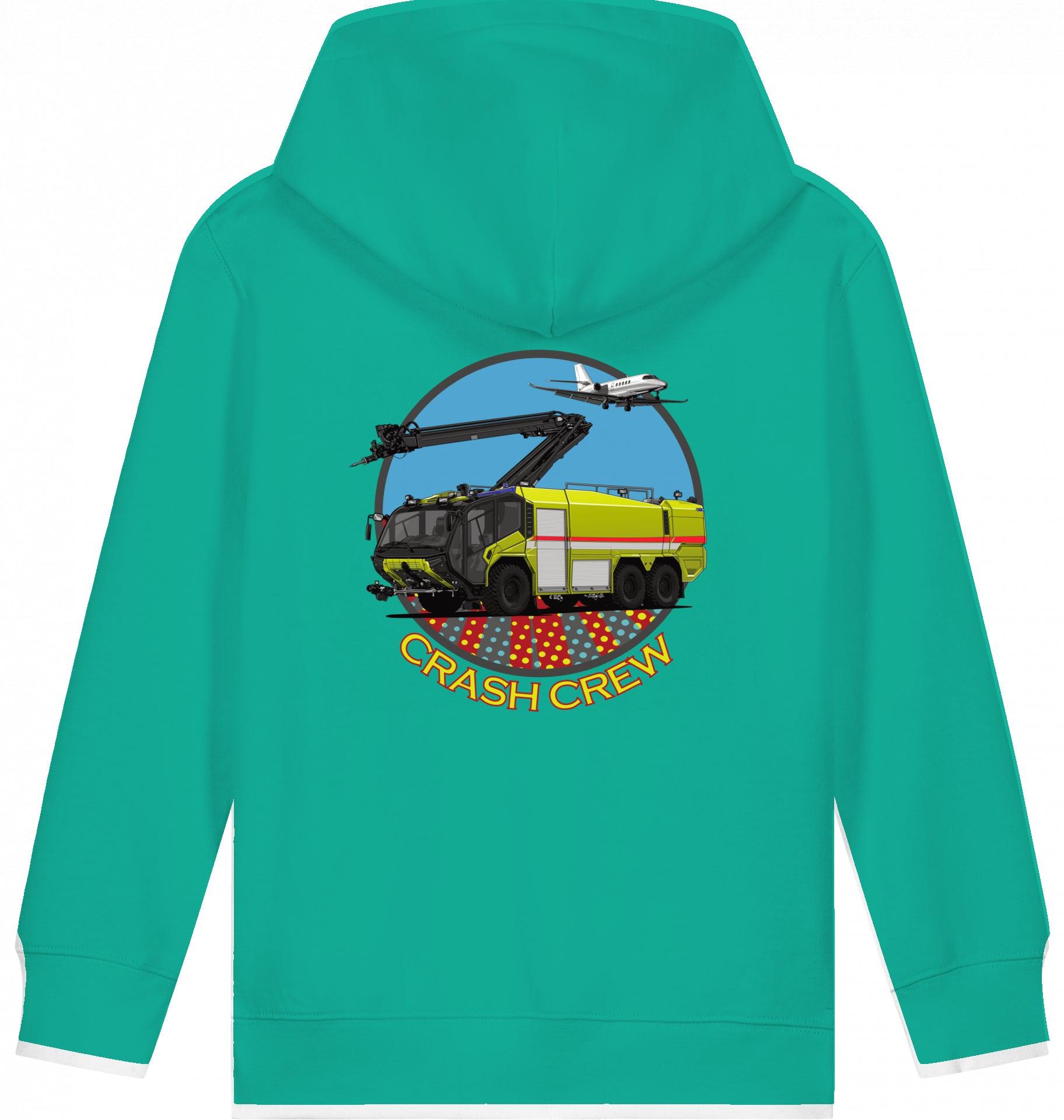 Aviation Kids Hoodie "Airport Rescue Fire Fighting ARFF - Crash Crew" Go Green für Piloten, Crews, Kinder & Planespotter made by SUPERSONIC aero 4U