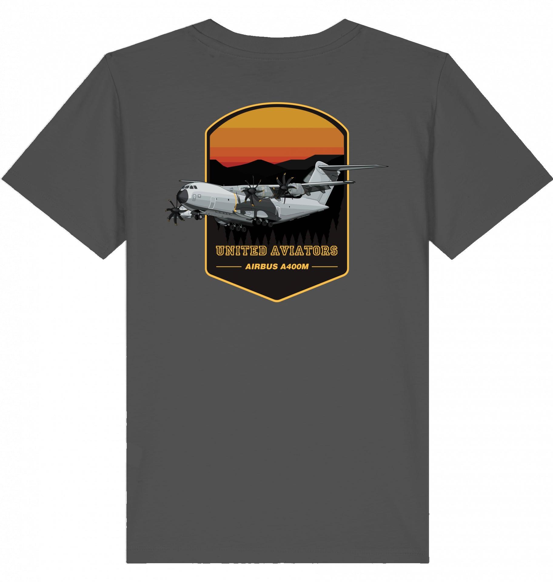 Aviation Kids Aviation T-Shirt United Aviators Airbus A400M Flugzeug2.0 Anthracite für Piloten, Crews, Kinder & Planespotter made by SUPERSONIC aero 4U