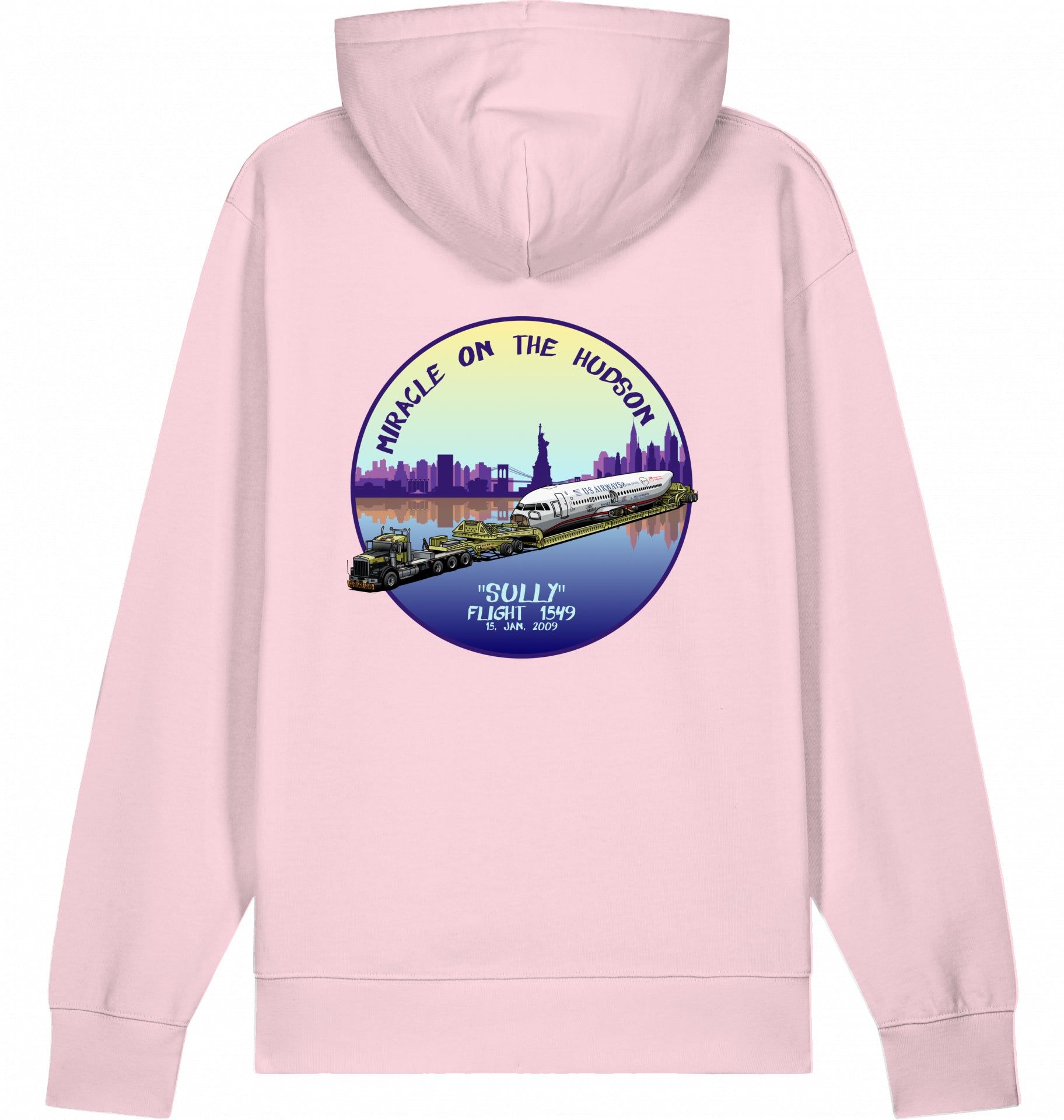 Aviation Flugzeug Hoodie "Sullenberger - Miracle on the Hudson" Cotton Pink für Piloten, Crews, Kinder & Planespotter made by SUPERSONIC aero 4U