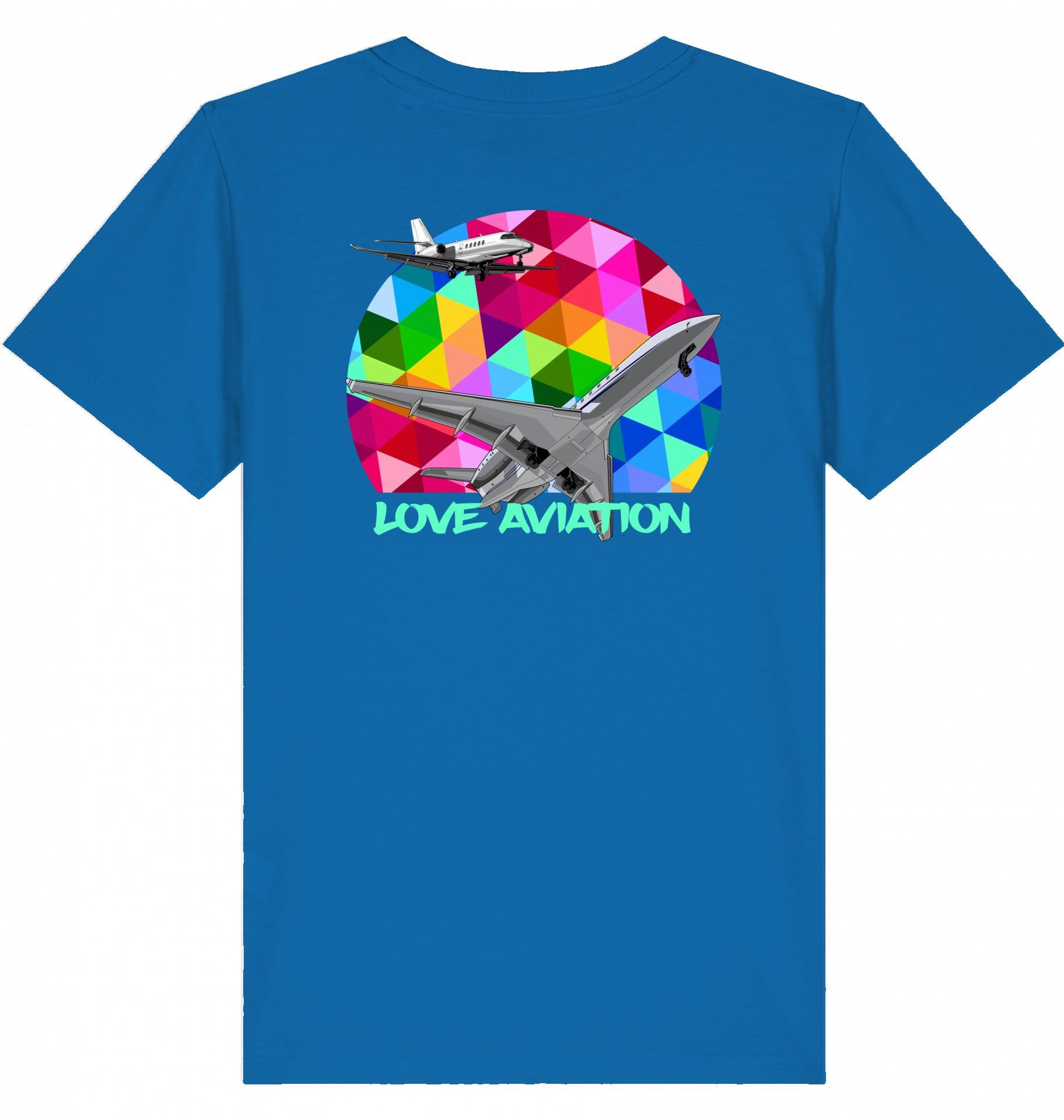 Aviation Kids Aviation T-Shirt "Love Aviation" Flugzeuge 2.0 Royal Blue für Piloten, Crews, Kinder & Planespotter made by SUPERSONIC aero 4U