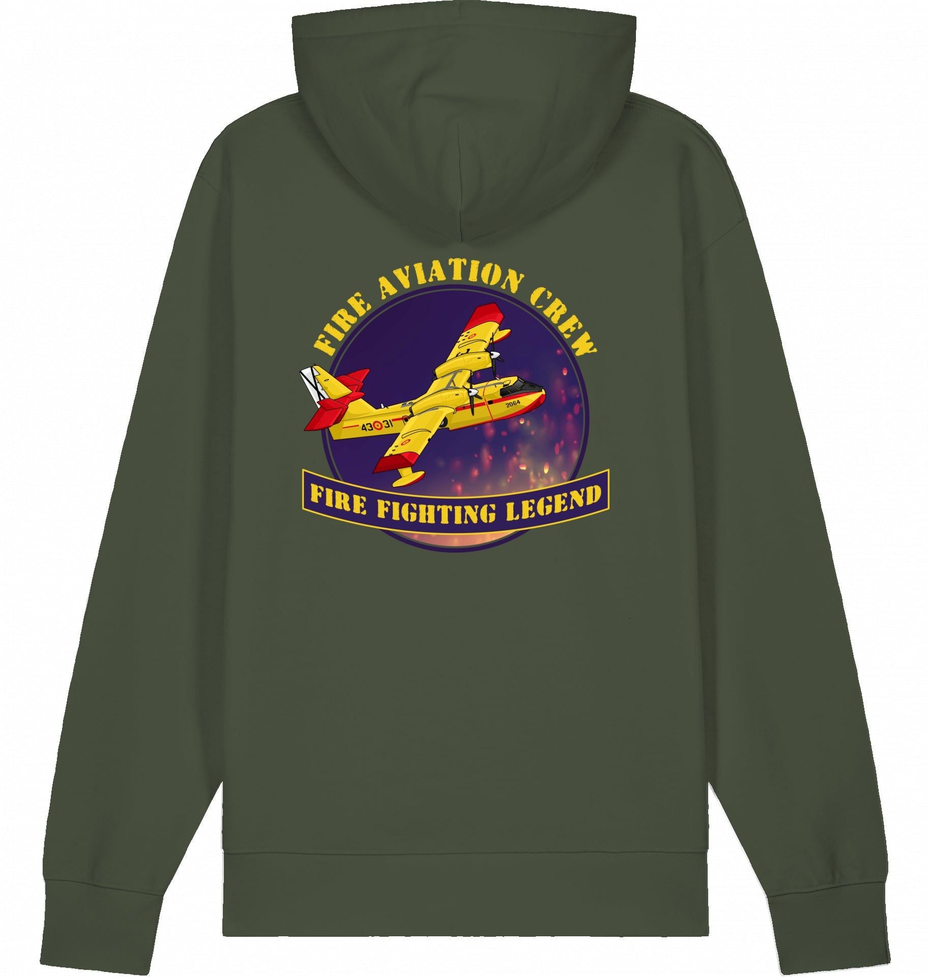 Aviation Flugzeug Hoodie CL-412 Fire Fighting Legend Khaki für Piloten, Crews, Kinder & Planespotter made by SUPERSONIC aero 4U