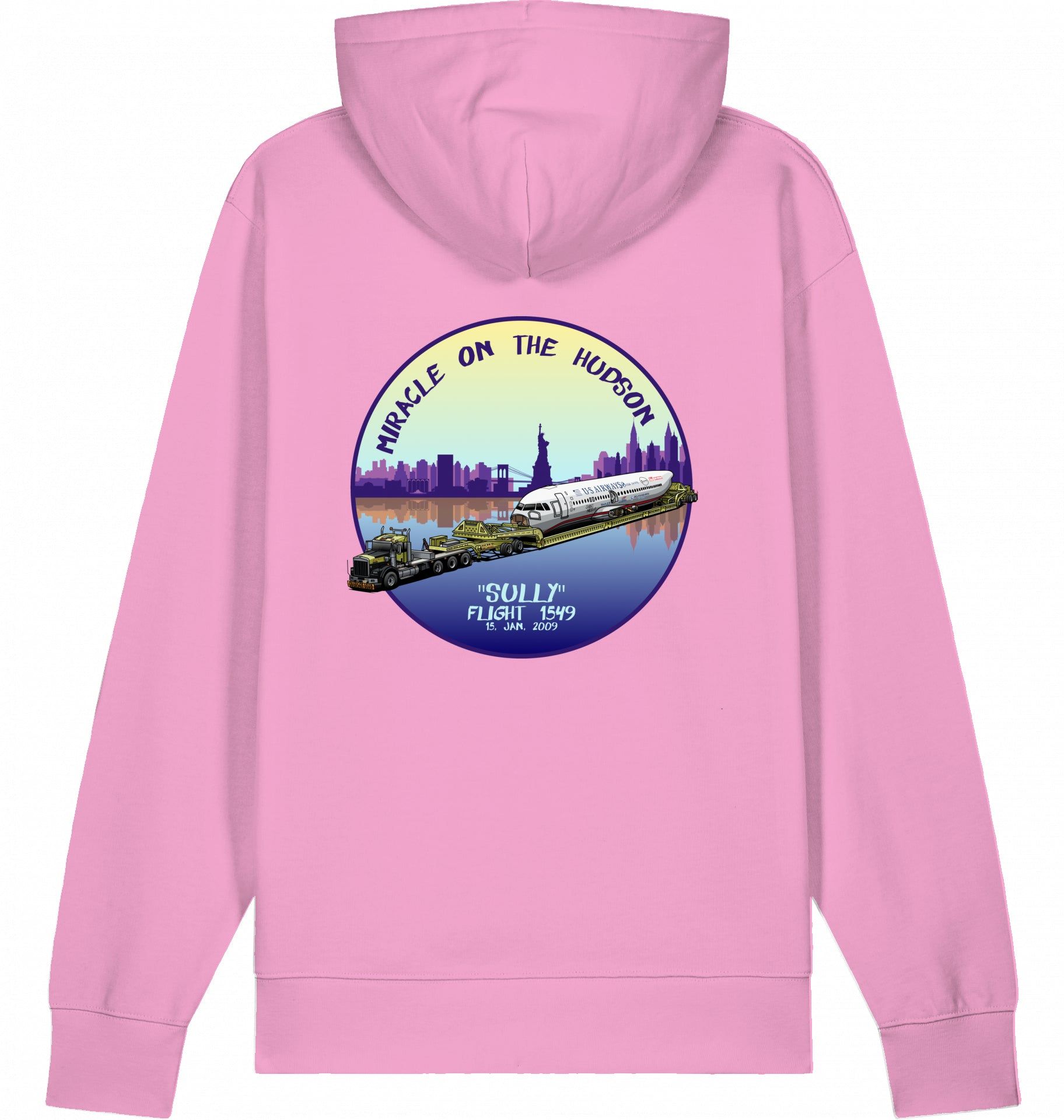 Aviation Flugzeug Hoodie "Sullenberger - Miracle on the Hudson" Bubble Pink für Piloten, Crews, Kinder & Planespotter made by SUPERSONIC aero 4U