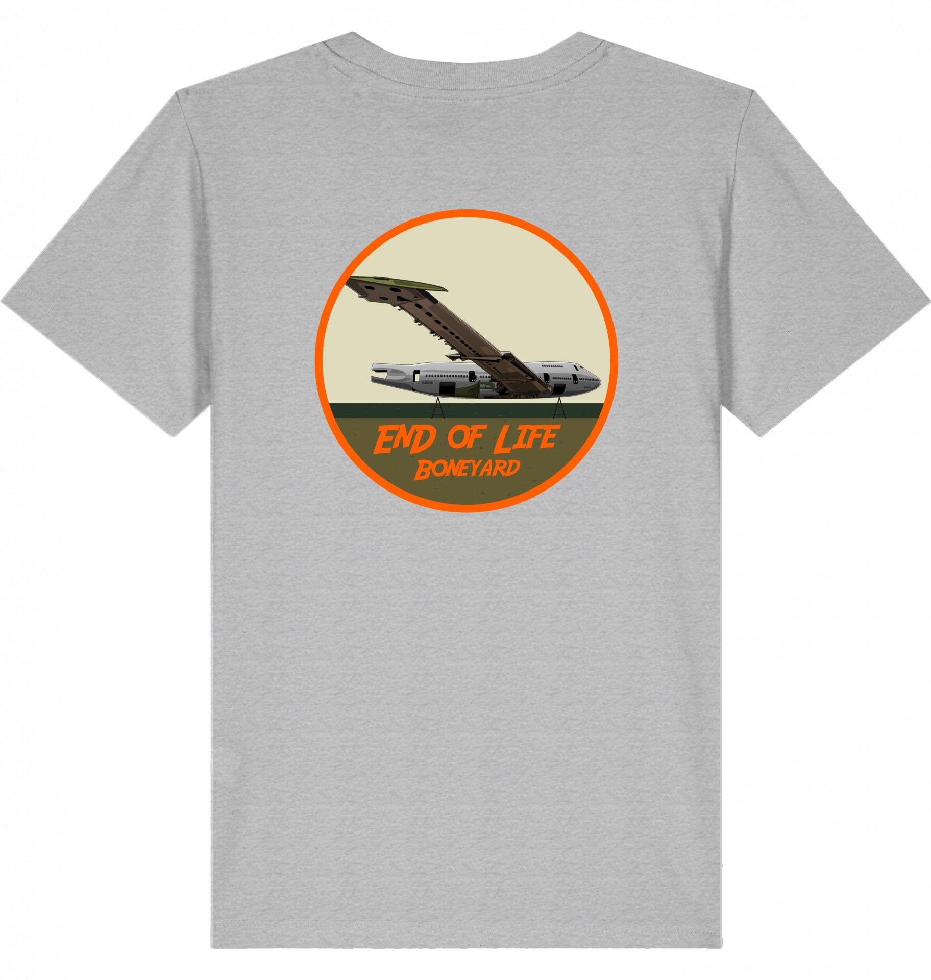 Aviation Kids Aviation T-Shirt "Boeing 747 End of Life Boneyard" 2.0 Heather Grey für Piloten, Crews, Kinder & Planespotter made by SUPERSONIC aero 4U