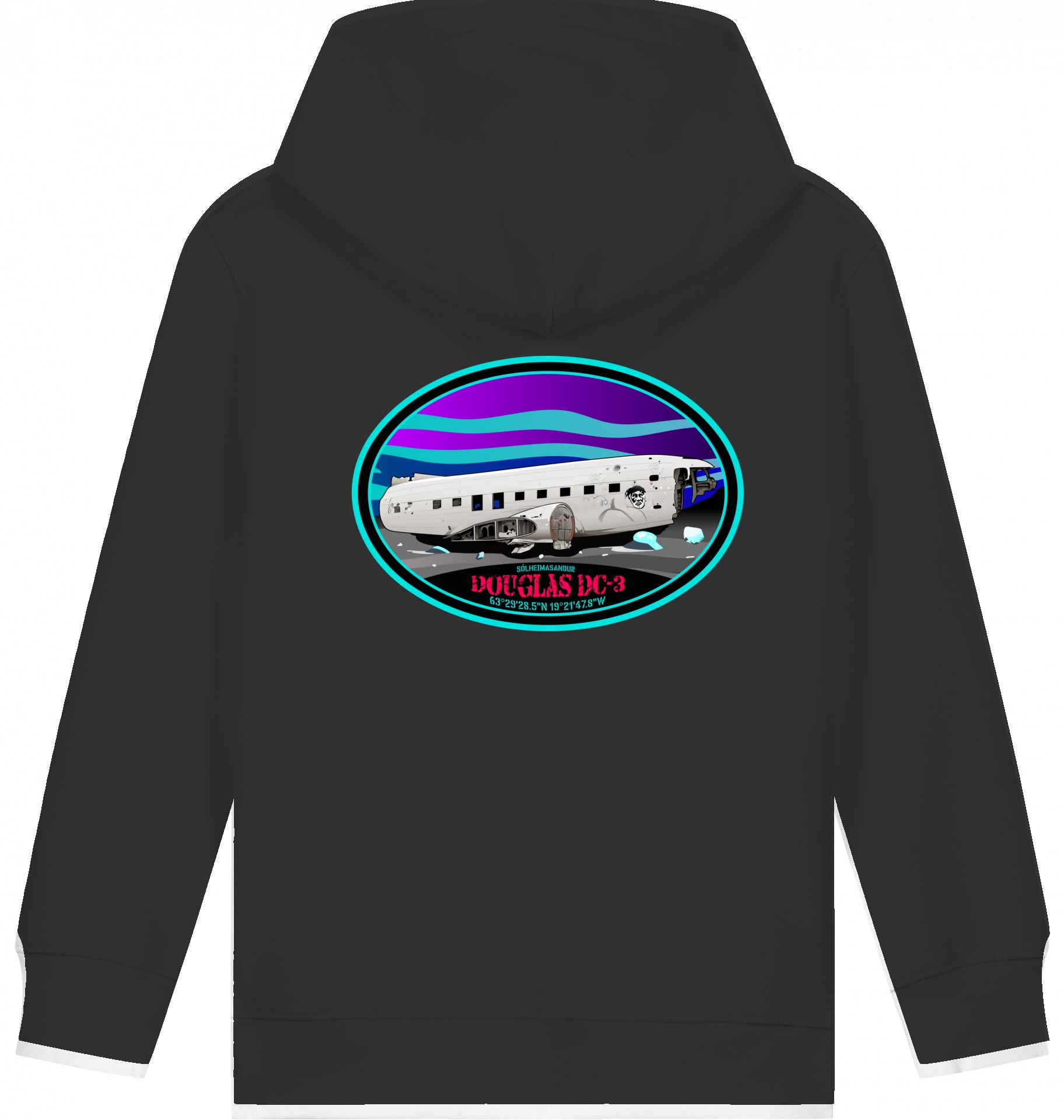 Aviation Kids Flugzeug Hoodie - DC-3 Aircraft Wreck - Sólheimansandur - Iceland für Piloten, Crews, Kinder & Planespotter made by SUPERSONIC aero 4U