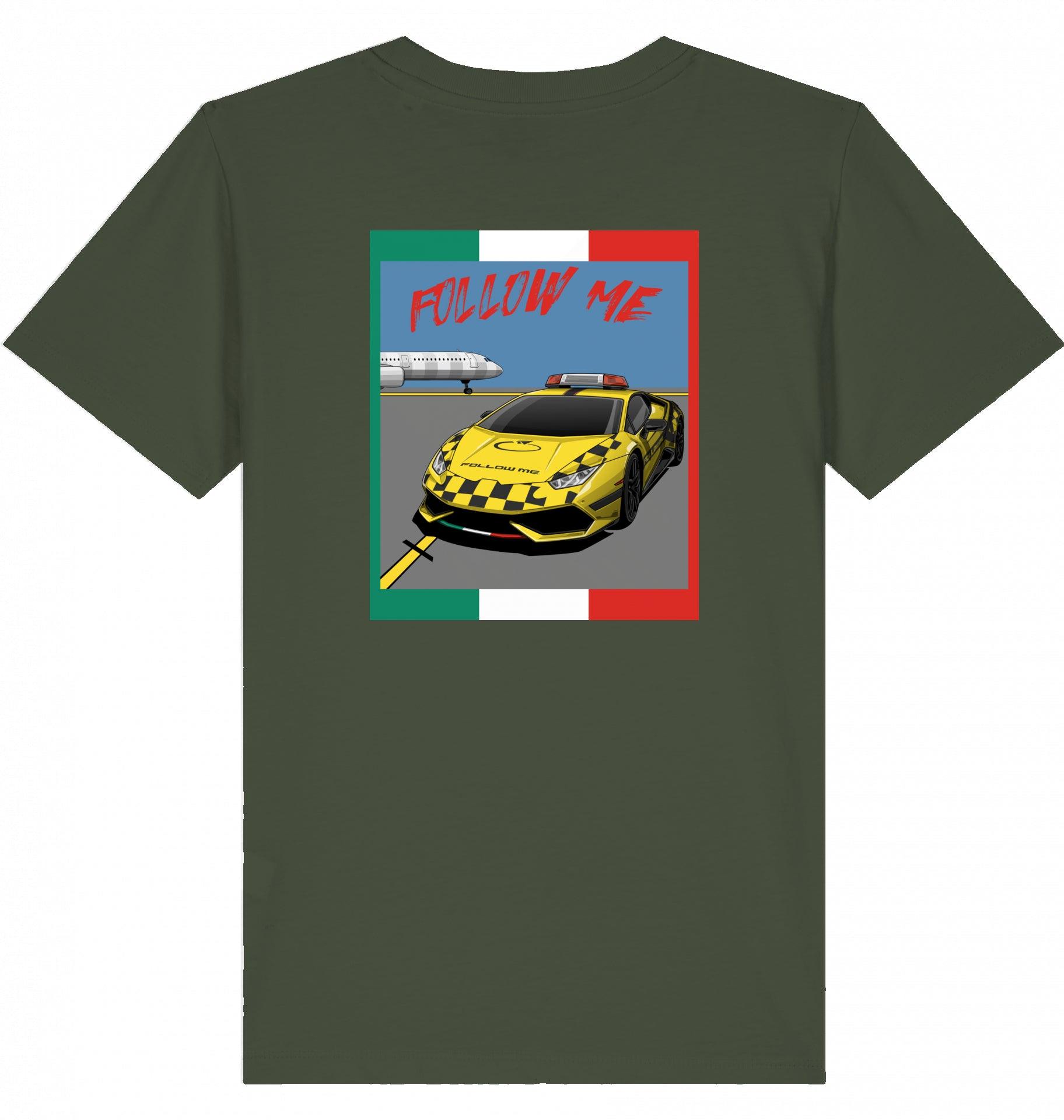 Aviation Kids Aviation T-Shirt "Follow Me Supercar" Flughafen 2.0 Khaki für Piloten, Crews, Kinder & Planespotter made by SUPERSONIC aero 4U