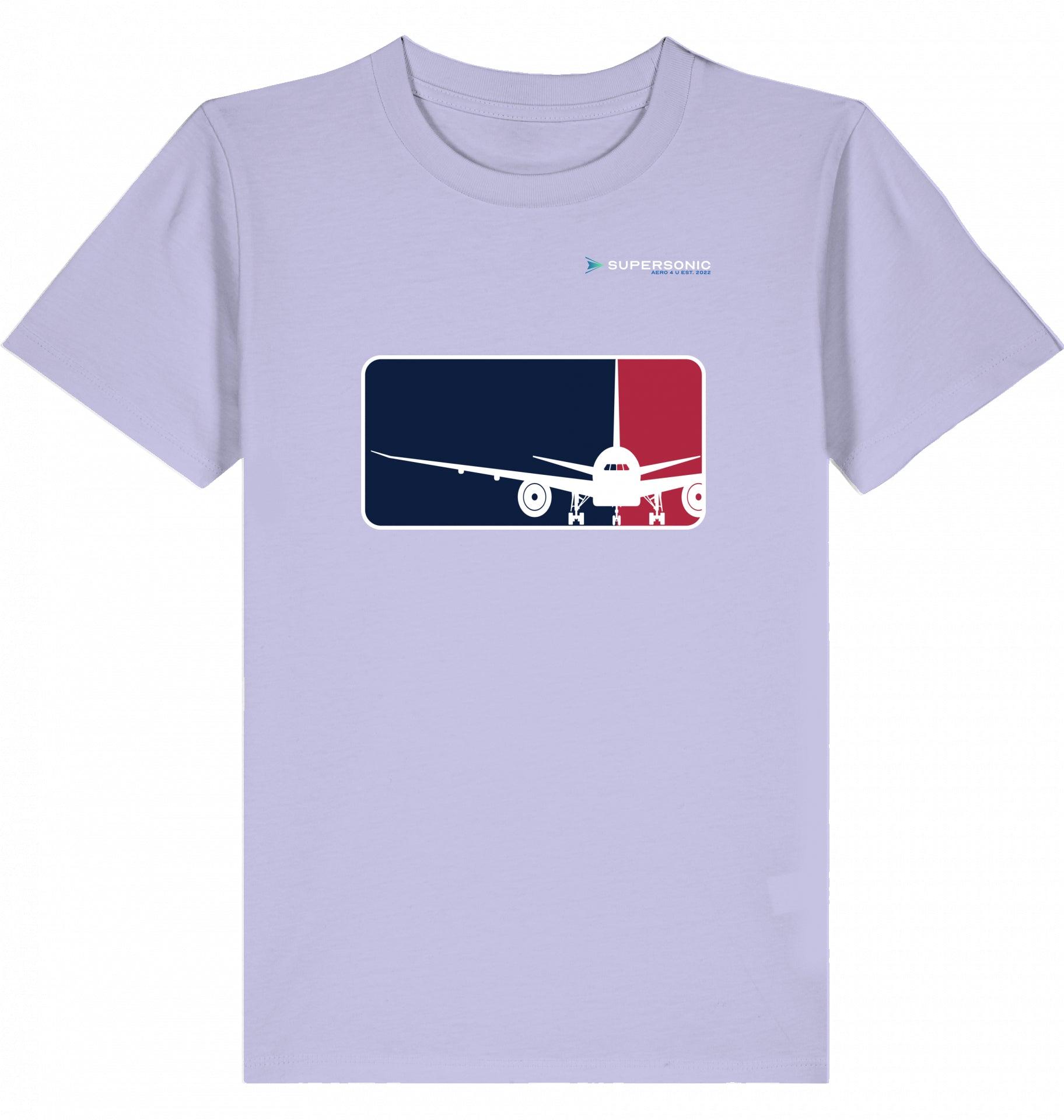 Aviation Kids Aviation T-Shirt “Major League Aviation“ Boeing 777 2.0 Lavender für Piloten, Crews, Kinder & Planespotter made by SUPERSONIC aero 4U